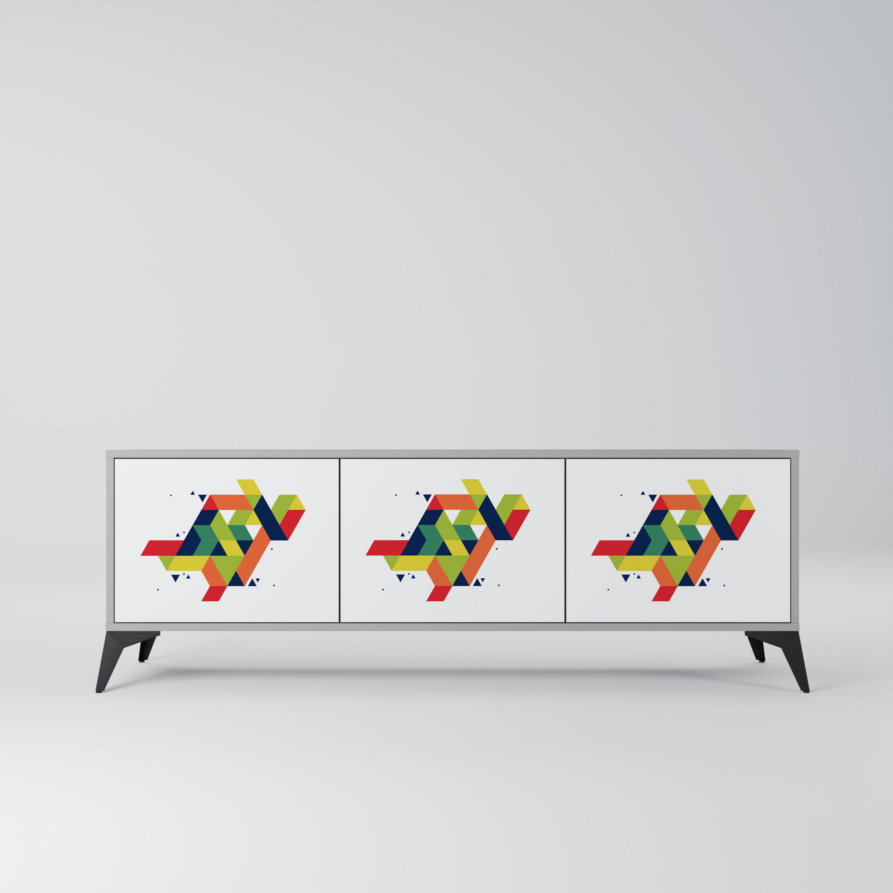 FUTURE SIGN Móvel de TV com 3 Portas em Acabamento Cinzento