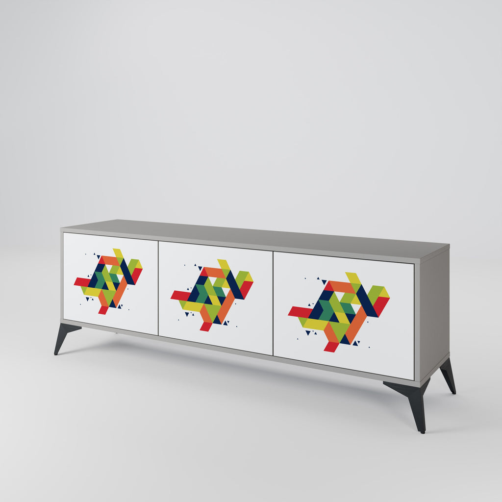 FUTURE SIGN Móvel de TV com 3 Portas em Acabamento Cinzento