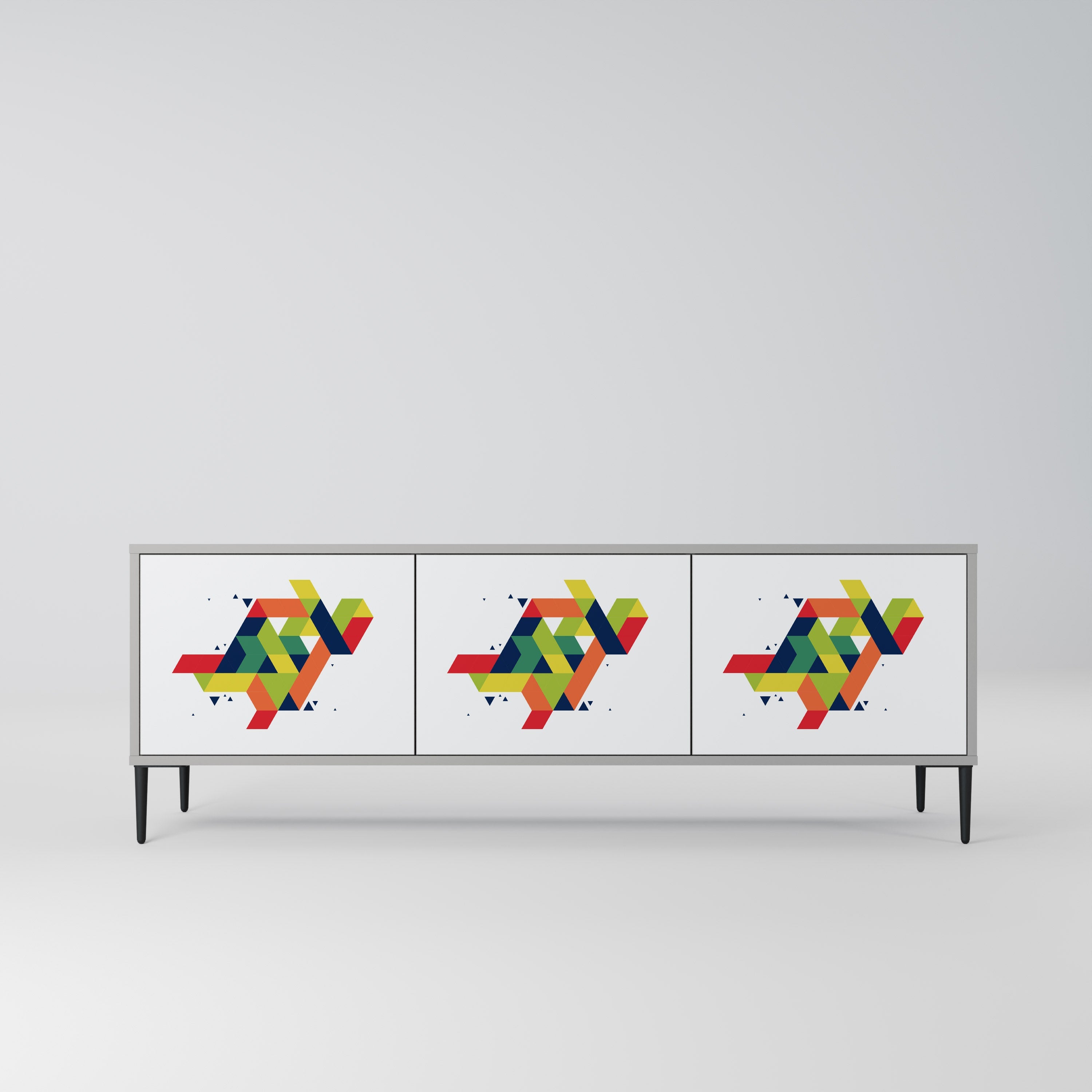 FUTURE SIGN Móvel de TV com 3 Portas em Acabamento Cinzento