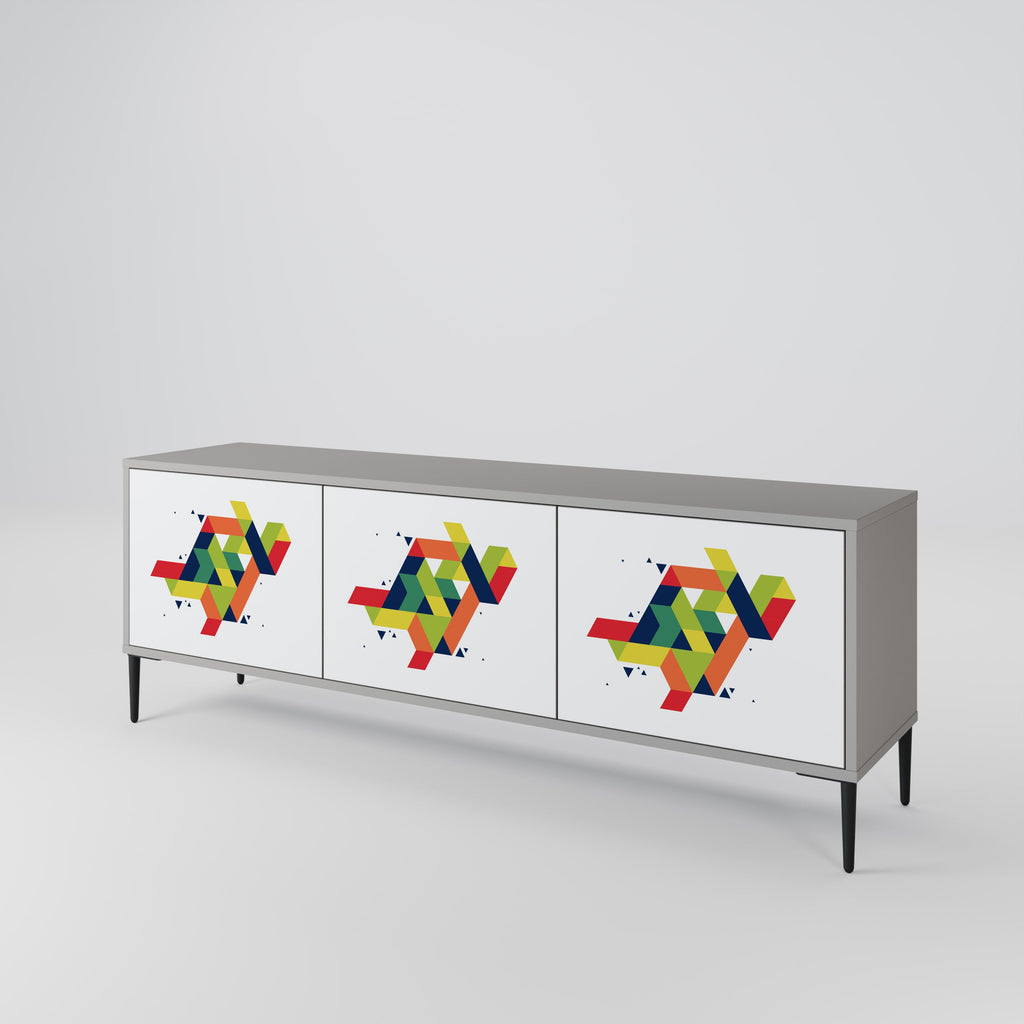 FUTURE SIGN Móvel de TV com 3 Portas em Acabamento Cinzento