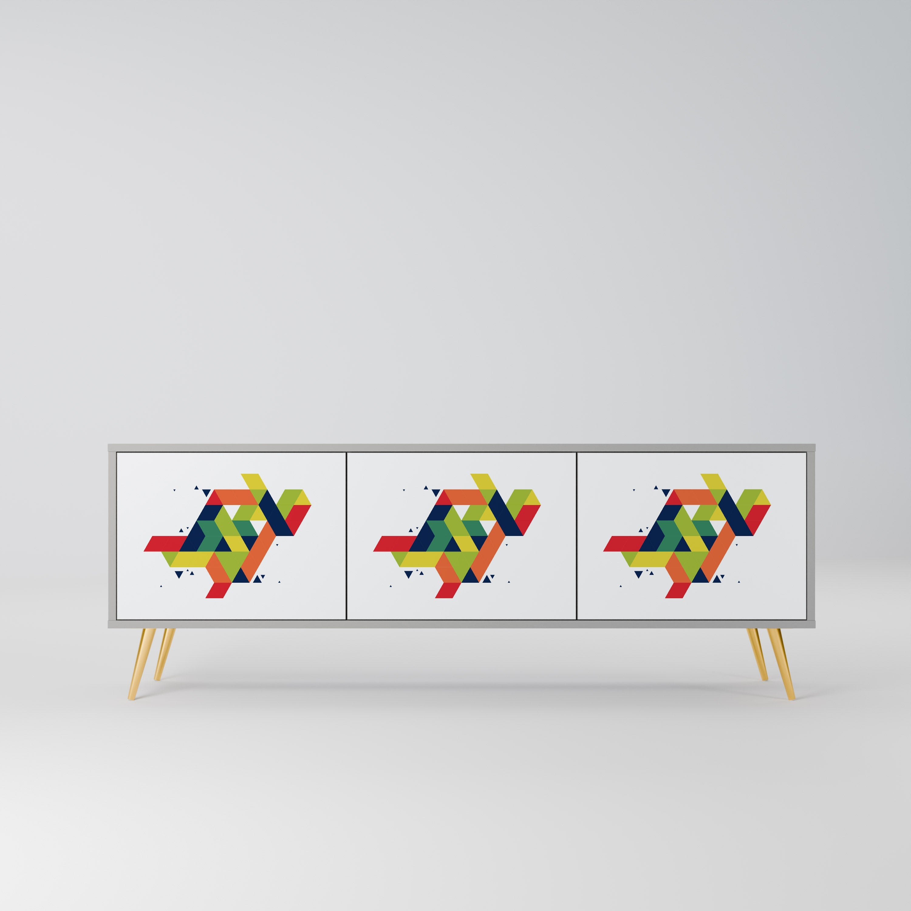 FUTURE SIGN Móvel de TV com 3 Portas em Acabamento Cinzento