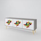 FUTURE SIGN Móvel de TV com 3 Portas em Acabamento Cinzento