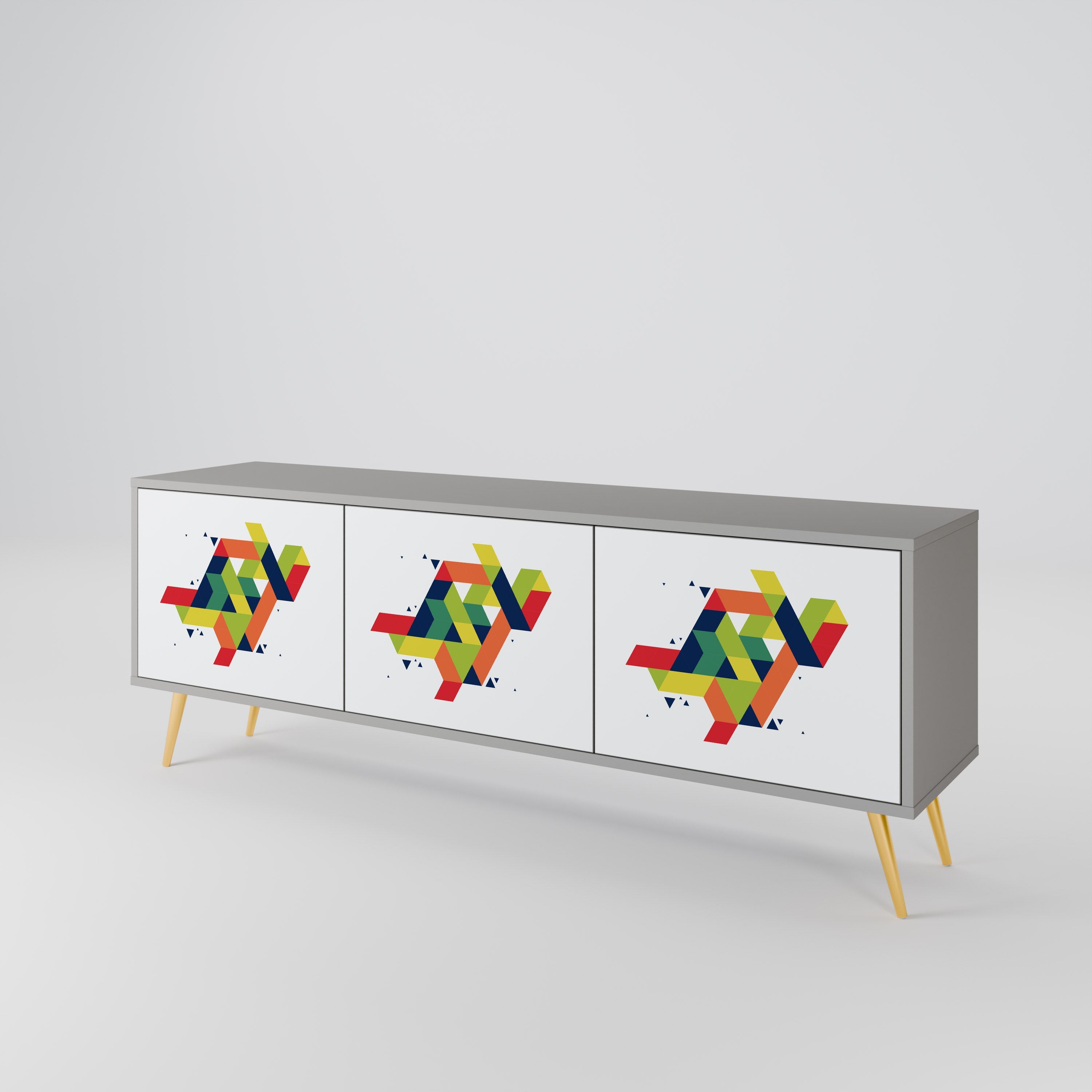 FUTURE SIGN Móvel de TV com 3 Portas em Acabamento Cinzento