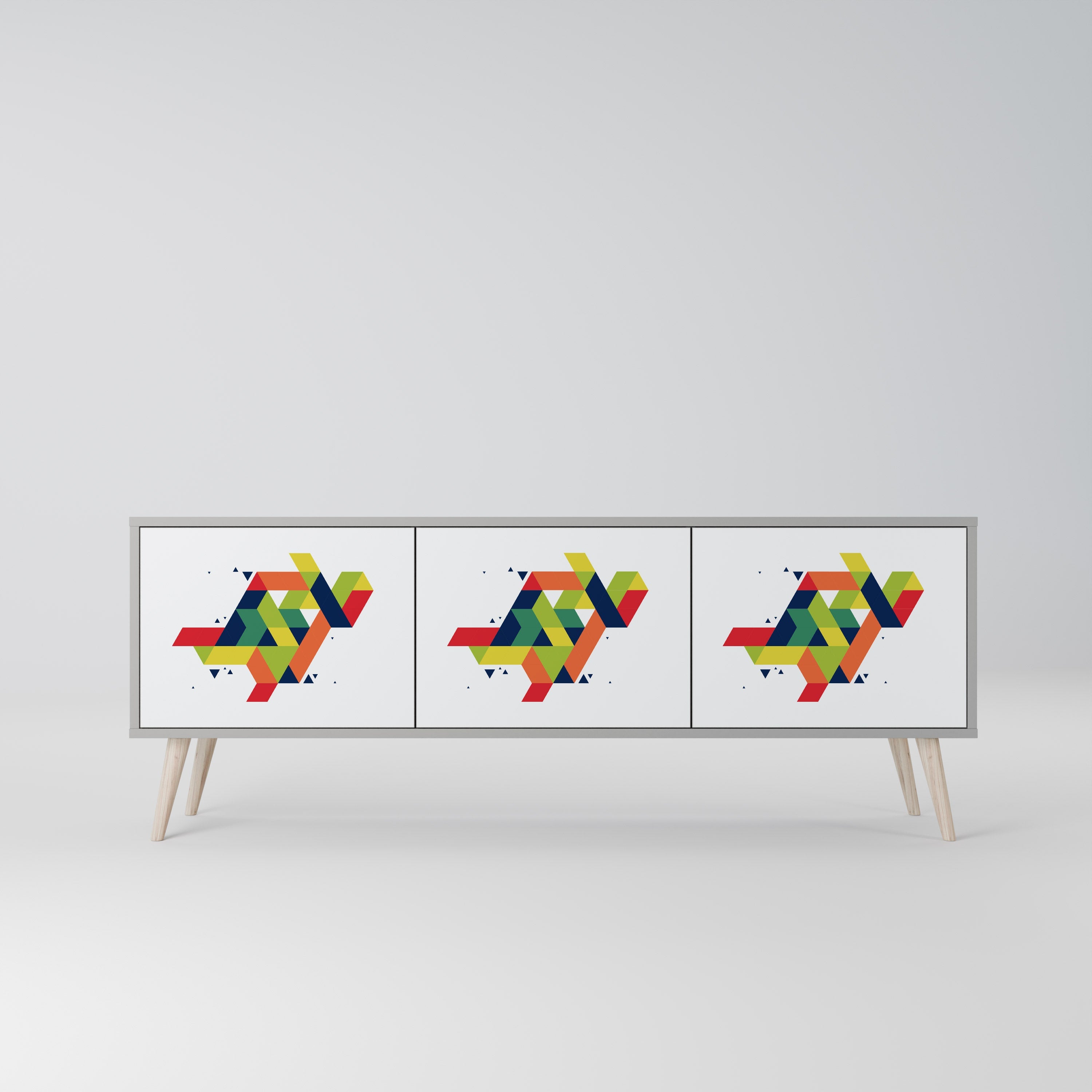 FUTURE SIGN Móvel de TV com 3 Portas em Acabamento Cinzento