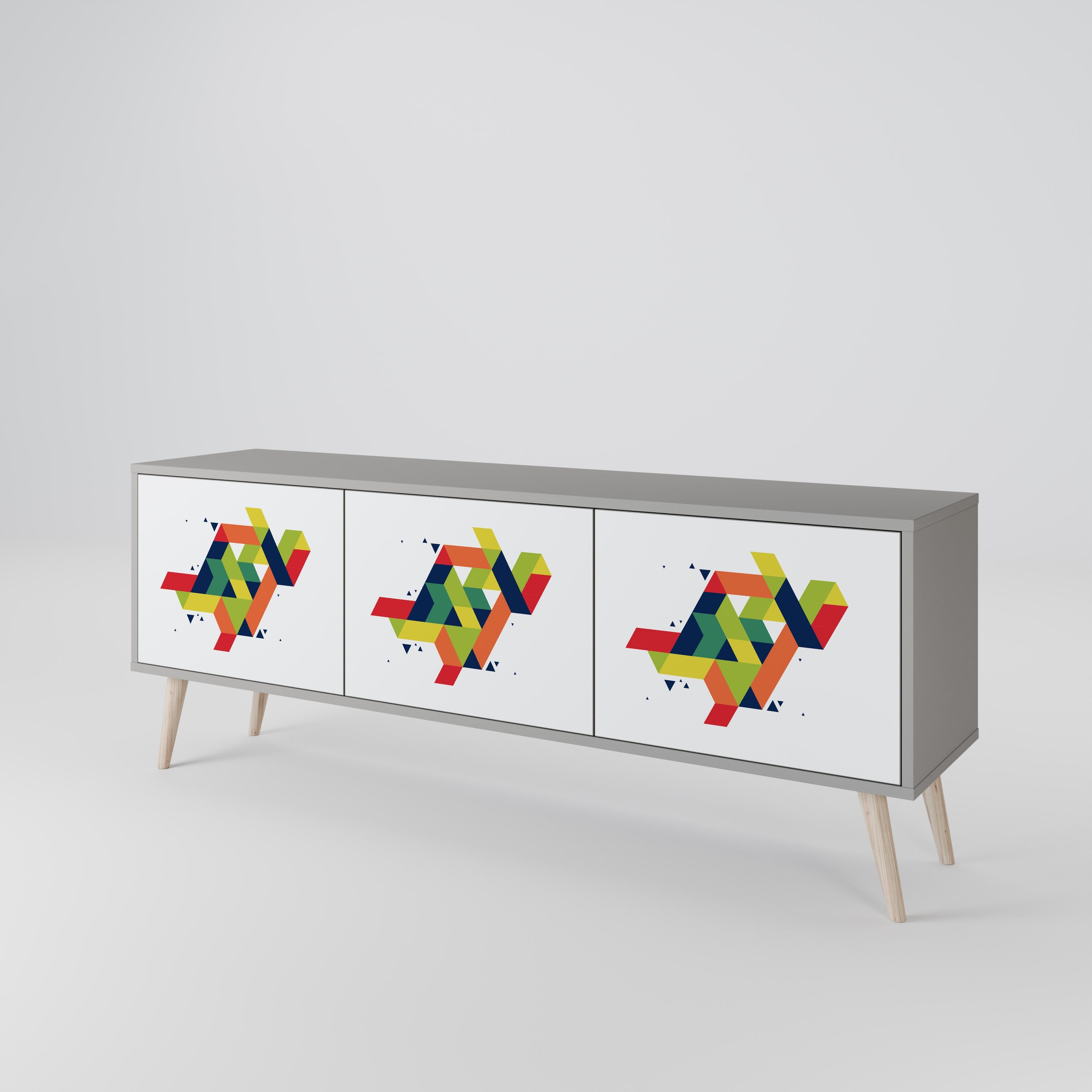 FUTURE SIGN Móvel de TV com 3 Portas em Acabamento Cinzento