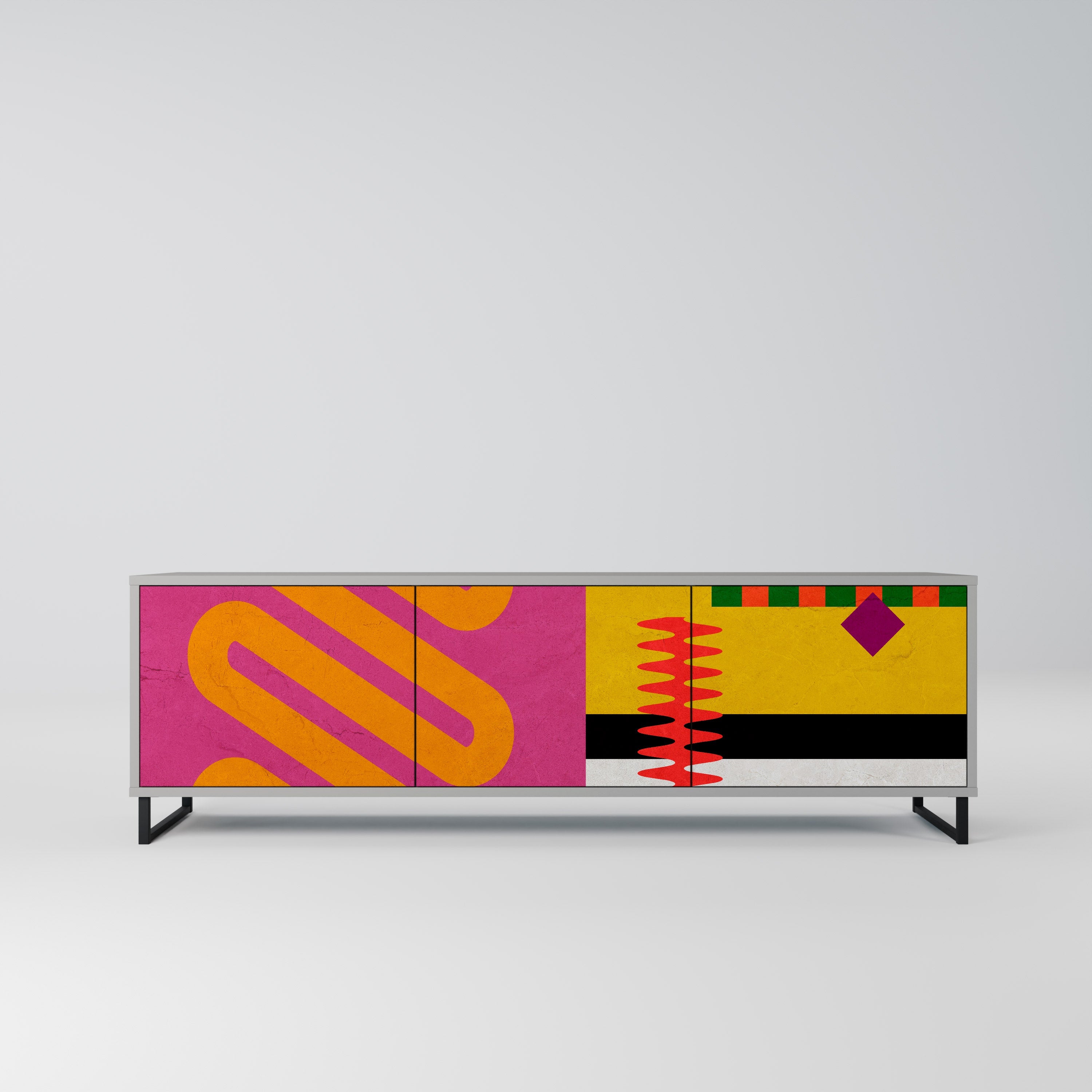 VIVID ART Móvel de TV com 3 Portas em Acabamento Cinzento