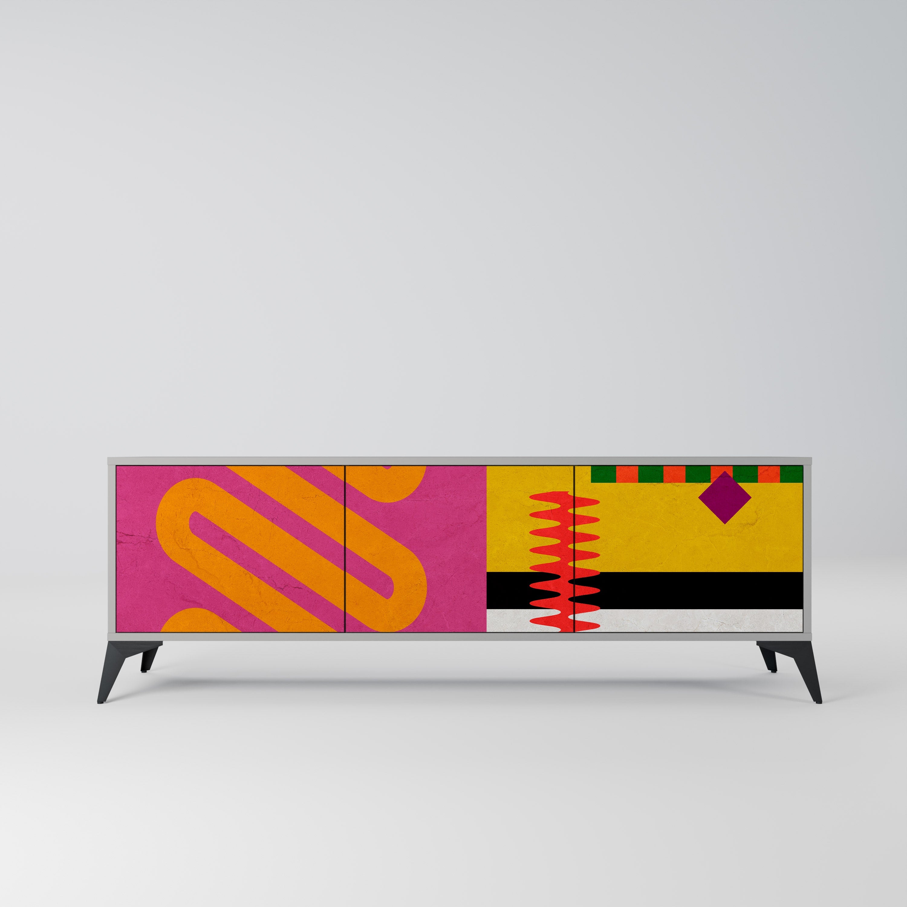 VIVID ART Móvel de TV com 3 Portas em Acabamento Cinzento