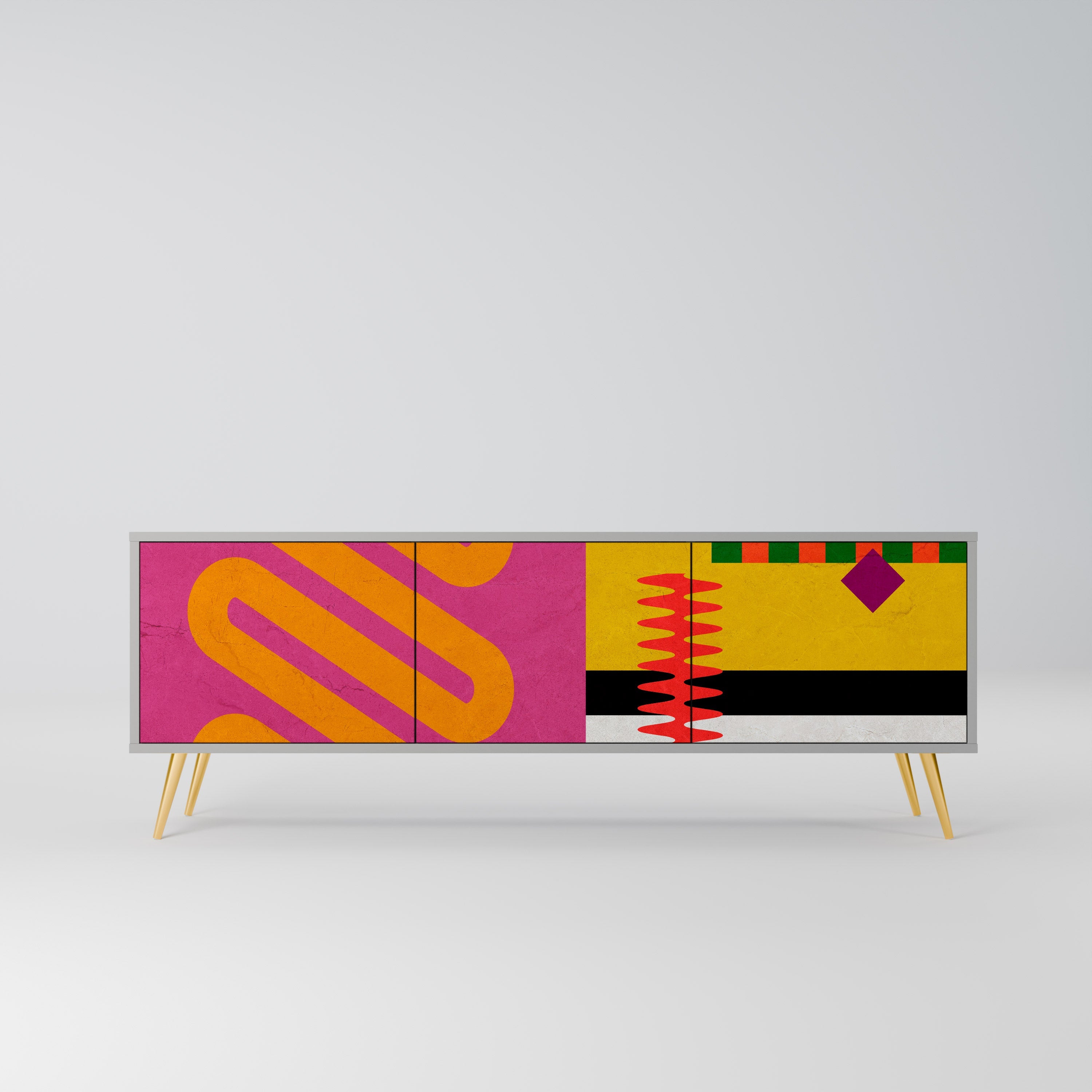 VIVID ART Móvel de TV com 3 Portas em Acabamento Cinzento