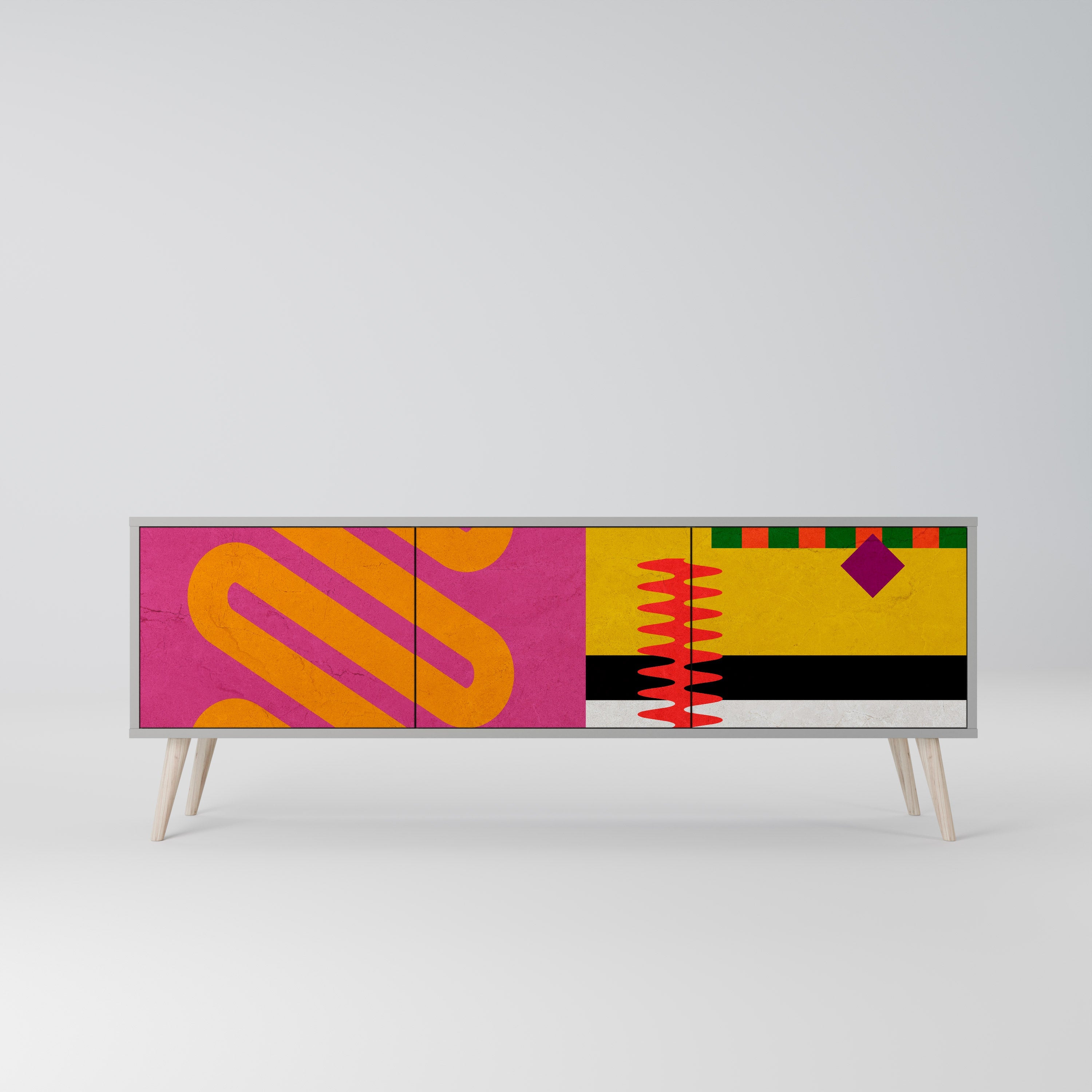 VIVID ART Móvel de TV com 3 Portas em Acabamento Cinzento