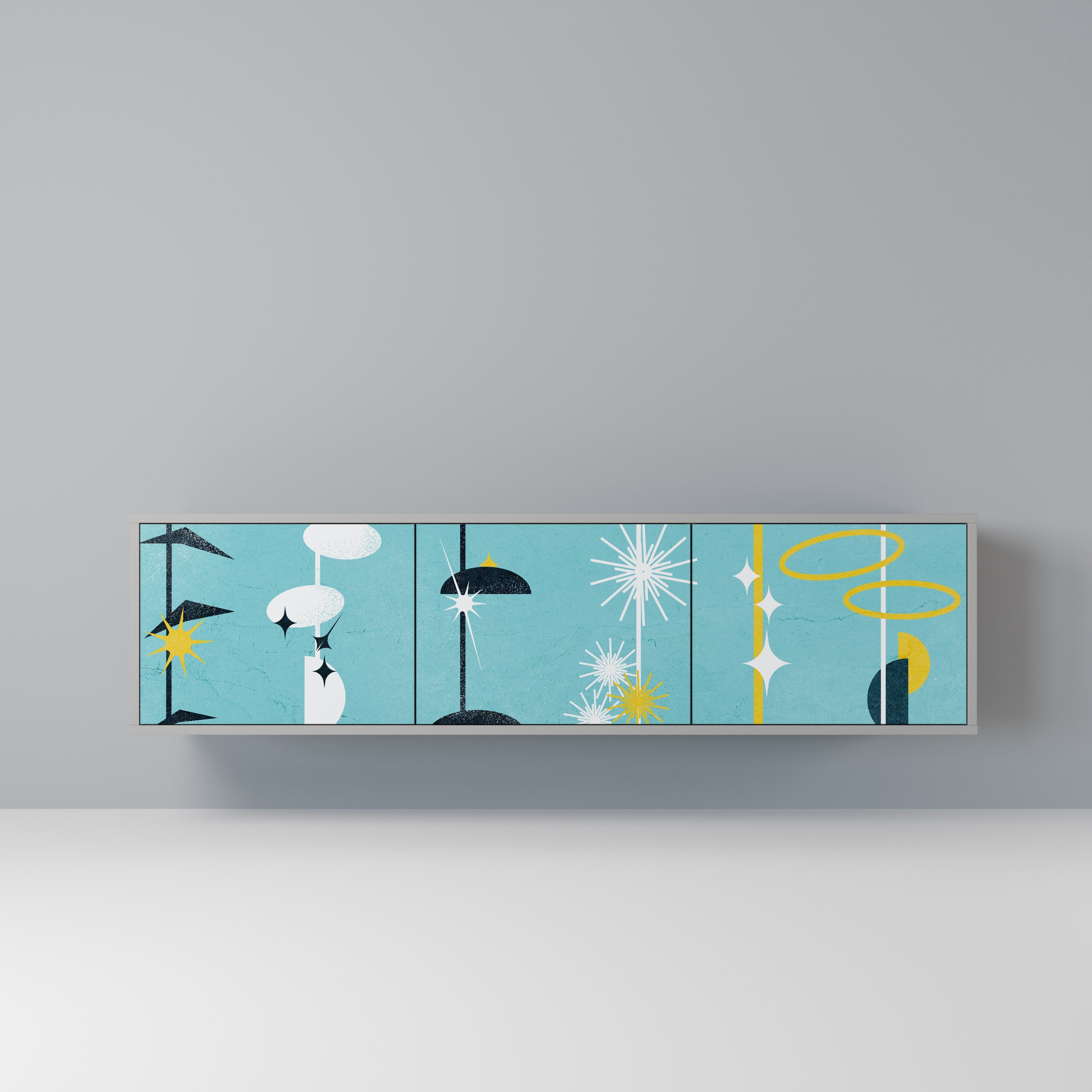 PATHS TO HAPPINESS Móvel de TV com 3 Portas em Acabamento Cinzento