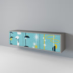 PATHS TO HAPPINESS 3-Door TV Stand in Grey Finish