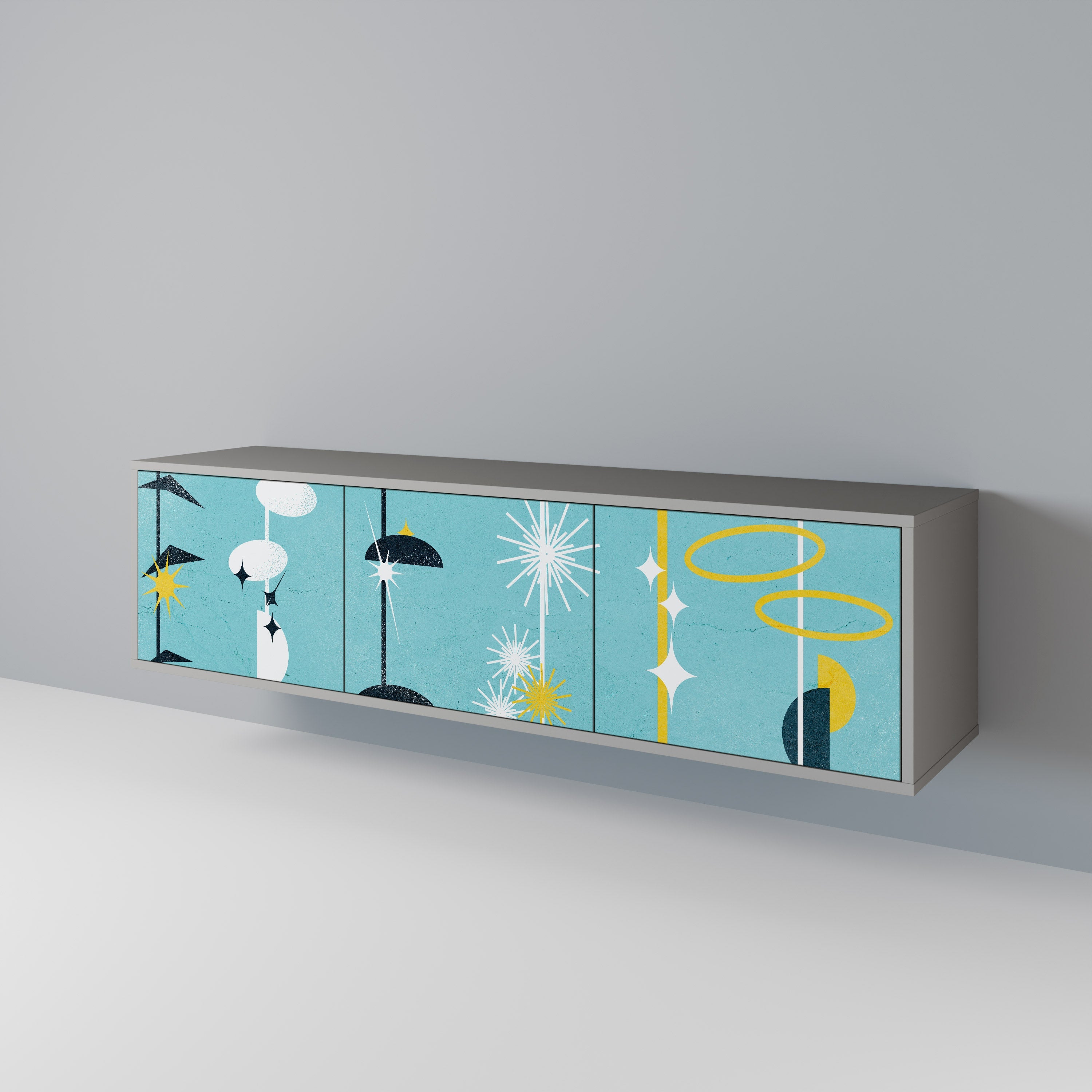 PATHS TO HAPPINESS 3-Door TV Stand in Grey Finish