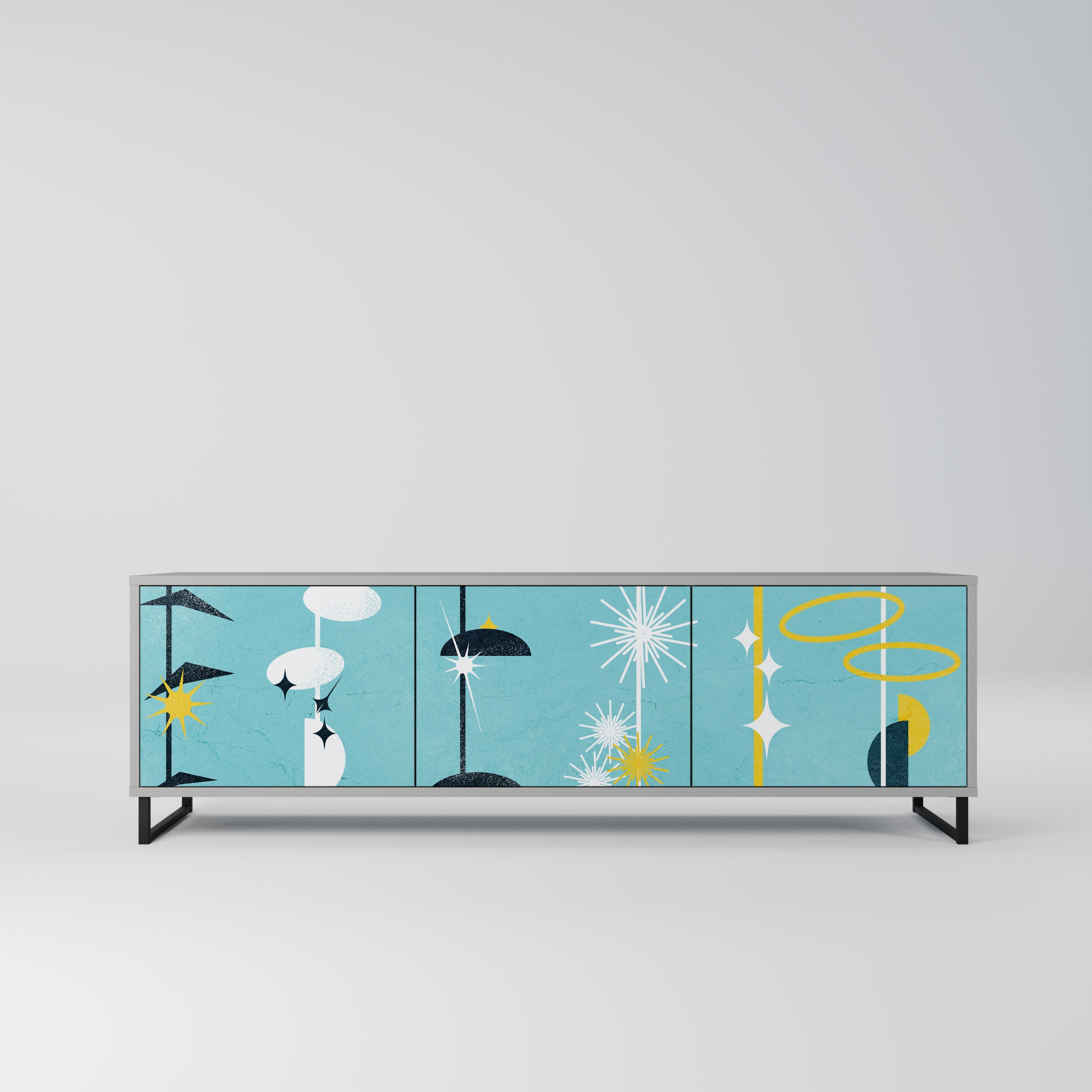 PATHS TO HAPPINESS Móvel de TV com 3 Portas em Acabamento Cinzento