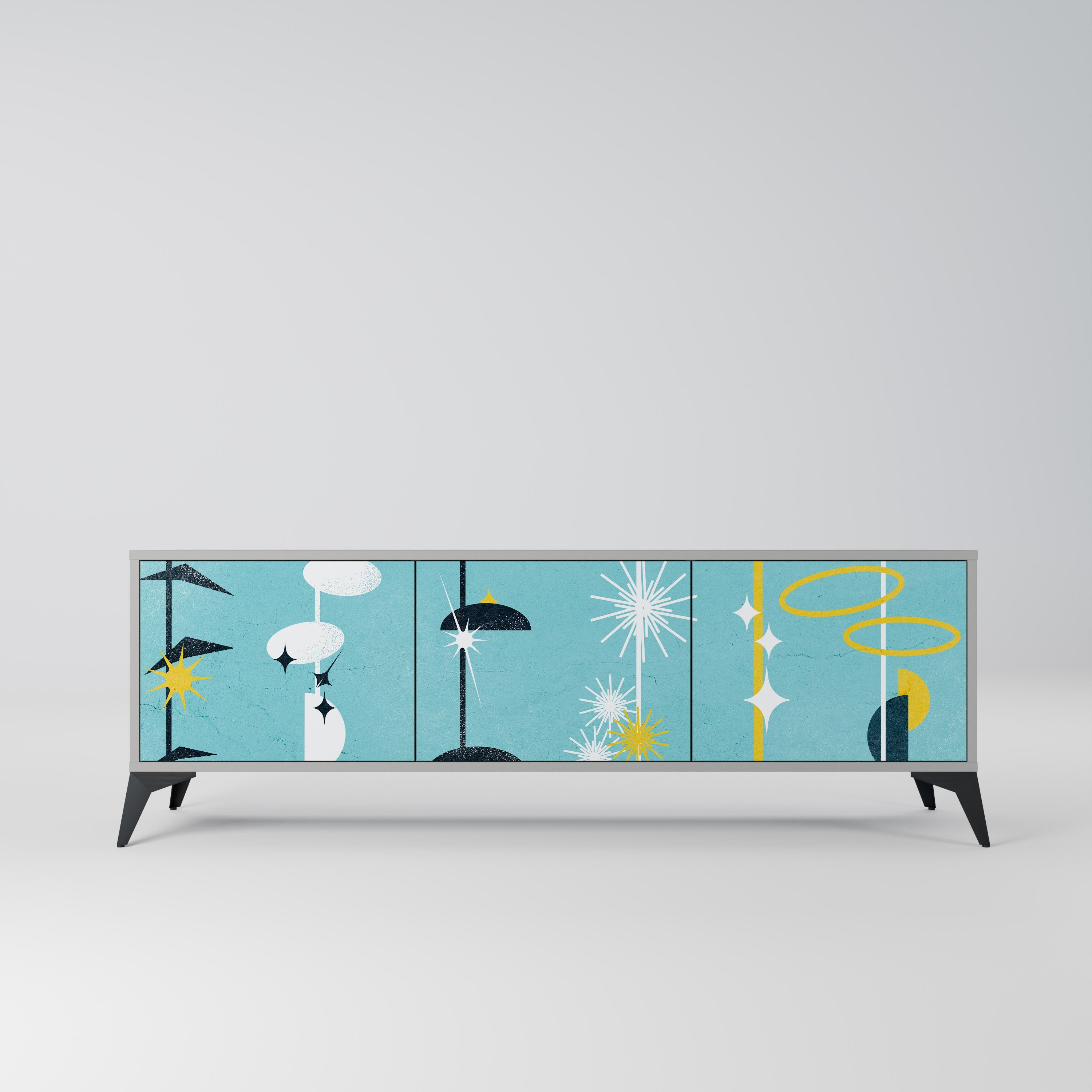 PATHS TO HAPPINESS Móvel de TV com 3 Portas em Acabamento Cinzento