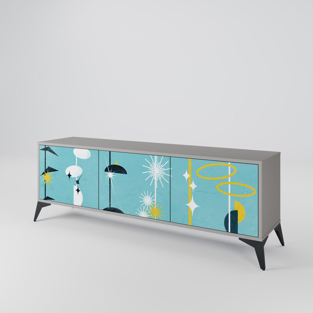 PATHS TO HAPPINESS 3-Door TV Stand in Grey Finish