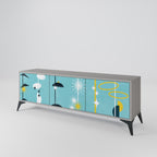 PATHS TO HAPPINESS 3-Door TV Stand in Grey Finish