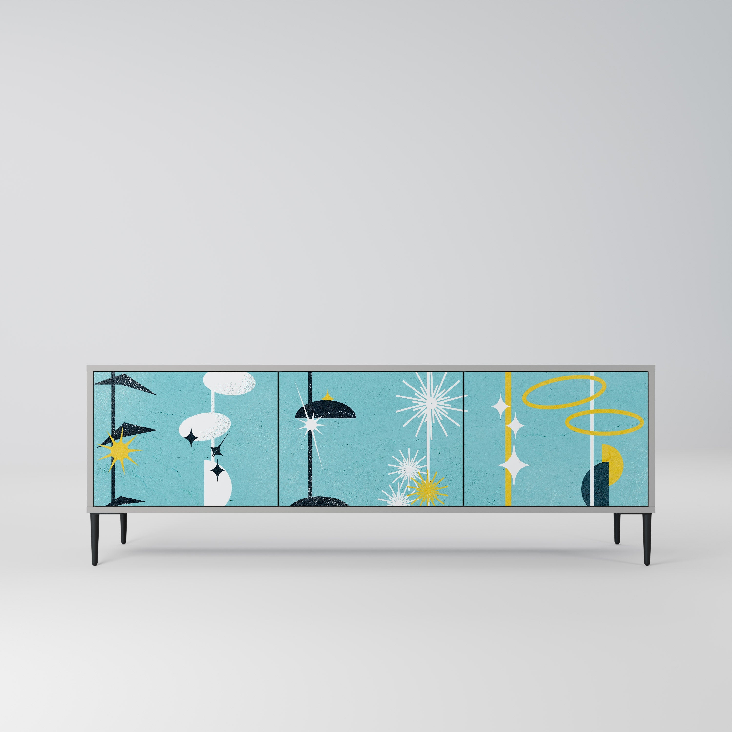 PATHS TO HAPPINESS Móvel de TV com 3 Portas em Acabamento Cinzento