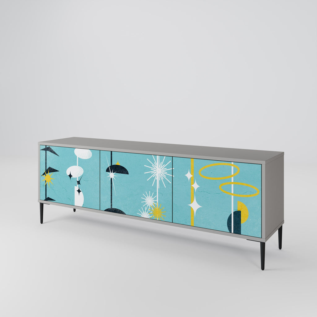 PATHS TO HAPPINESS 3-Door TV Stand in Grey Finish