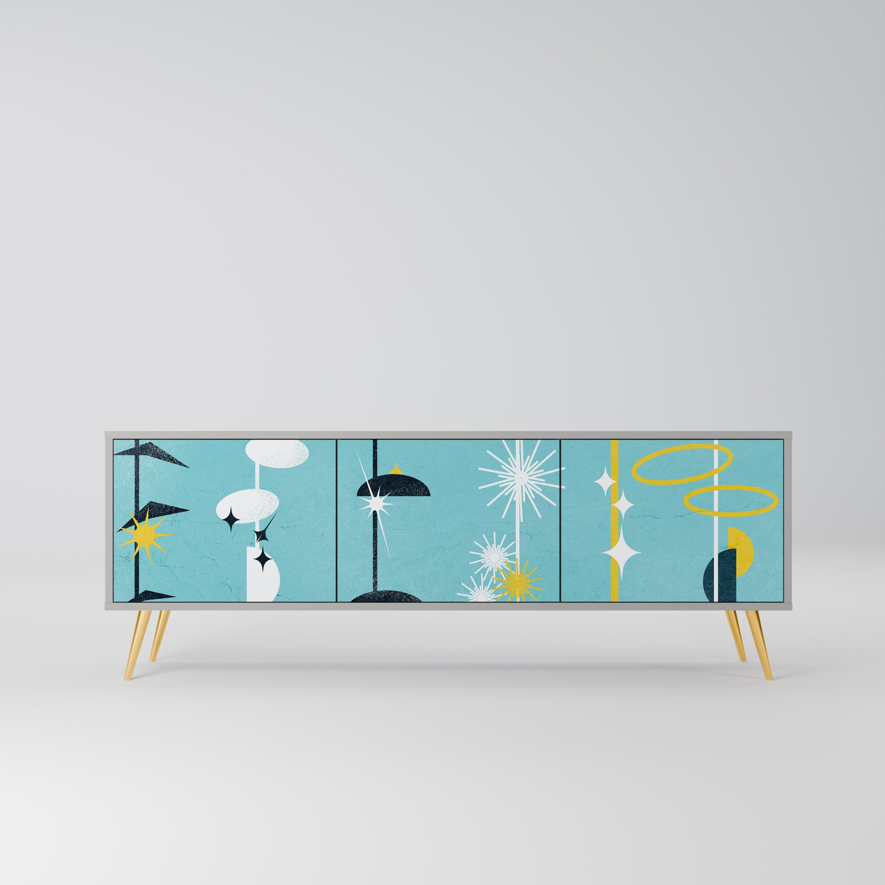 PATHS TO HAPPINESS Móvel de TV com 3 Portas em Acabamento Cinzento