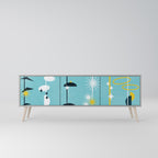 PATHS TO HAPPINESS 3-Door TV Stand in Grey Finish