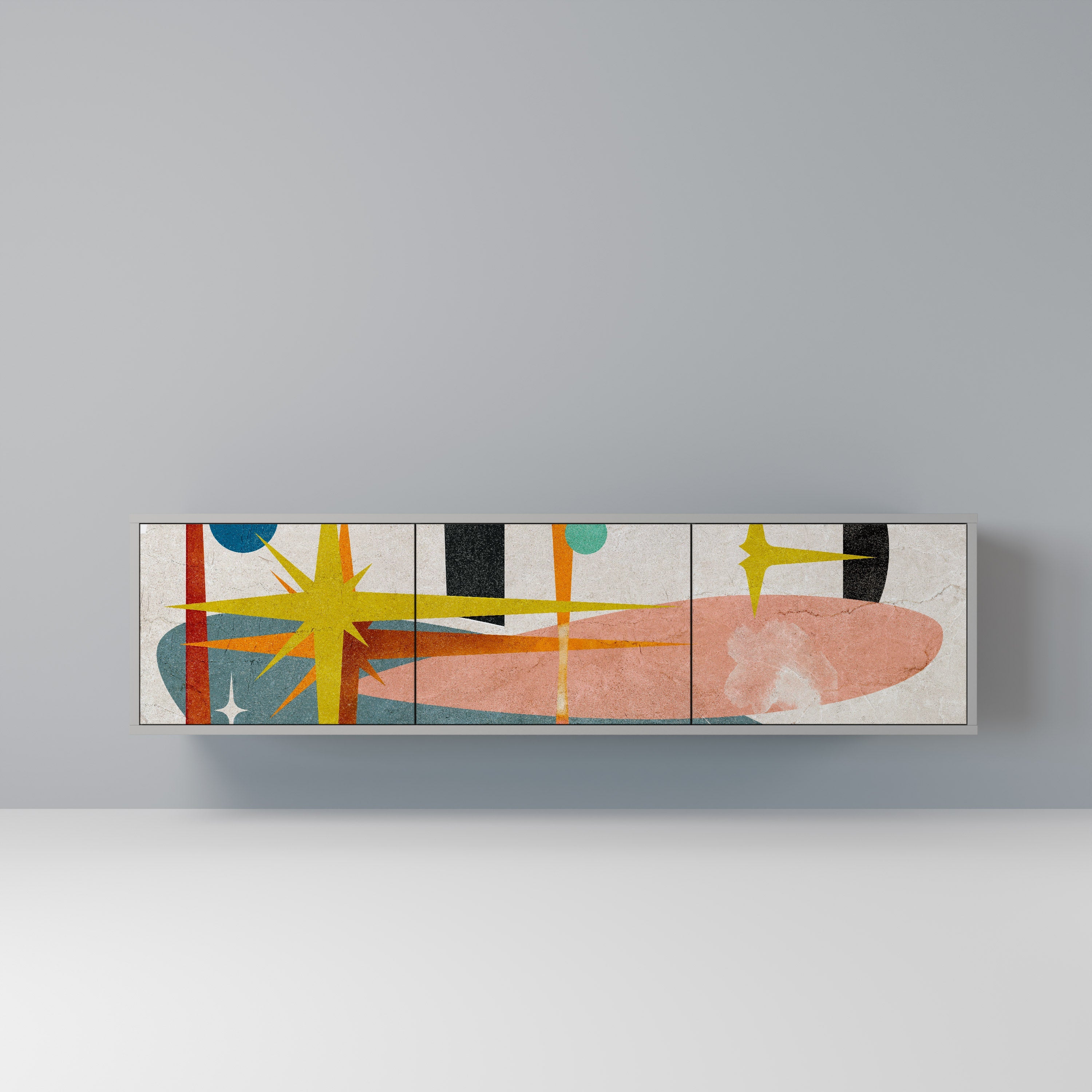 INTERSTELLAR VIBES Móvel de TV com 3 Portas em Acabamento Cinzento