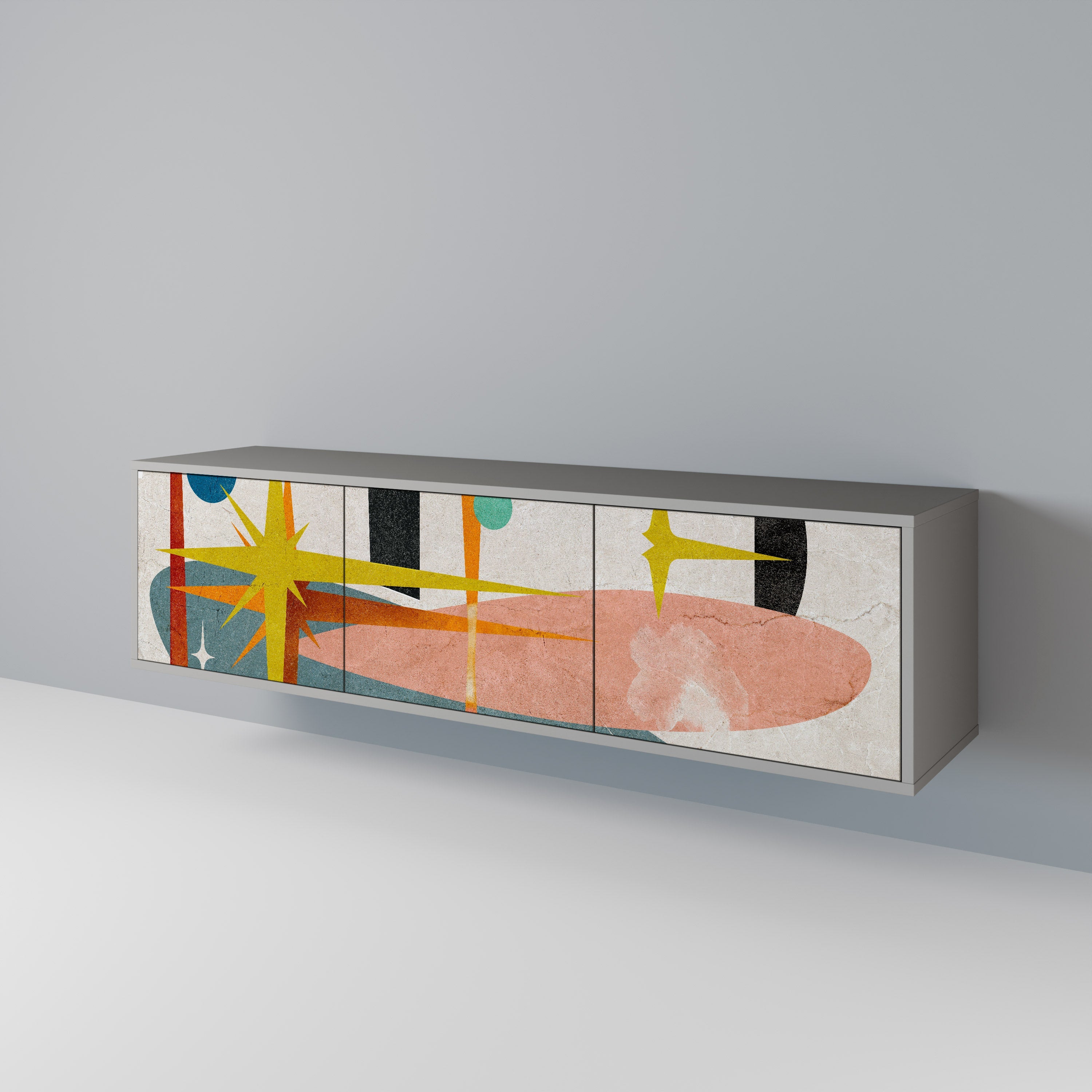 INTERSTELLAR VIBES 3-Door TV Stand in Grey Finish