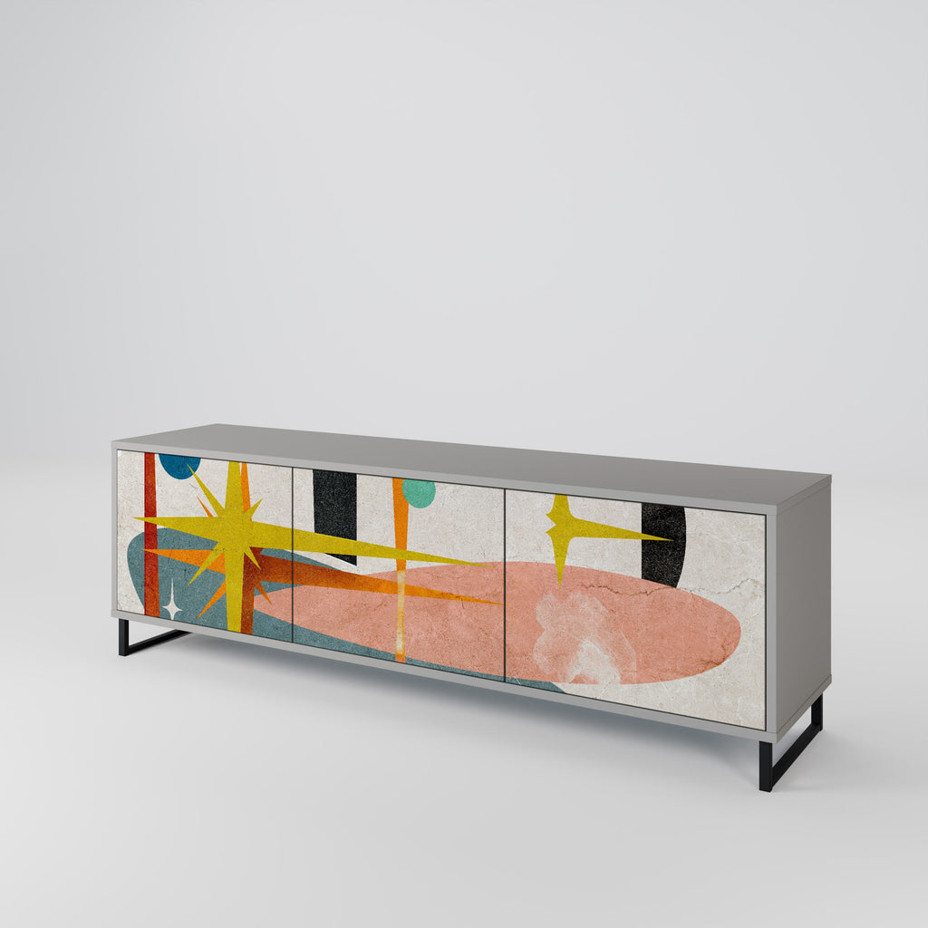 INTERSTELLAR VIBES 3-Door TV Stand in Grey Finish