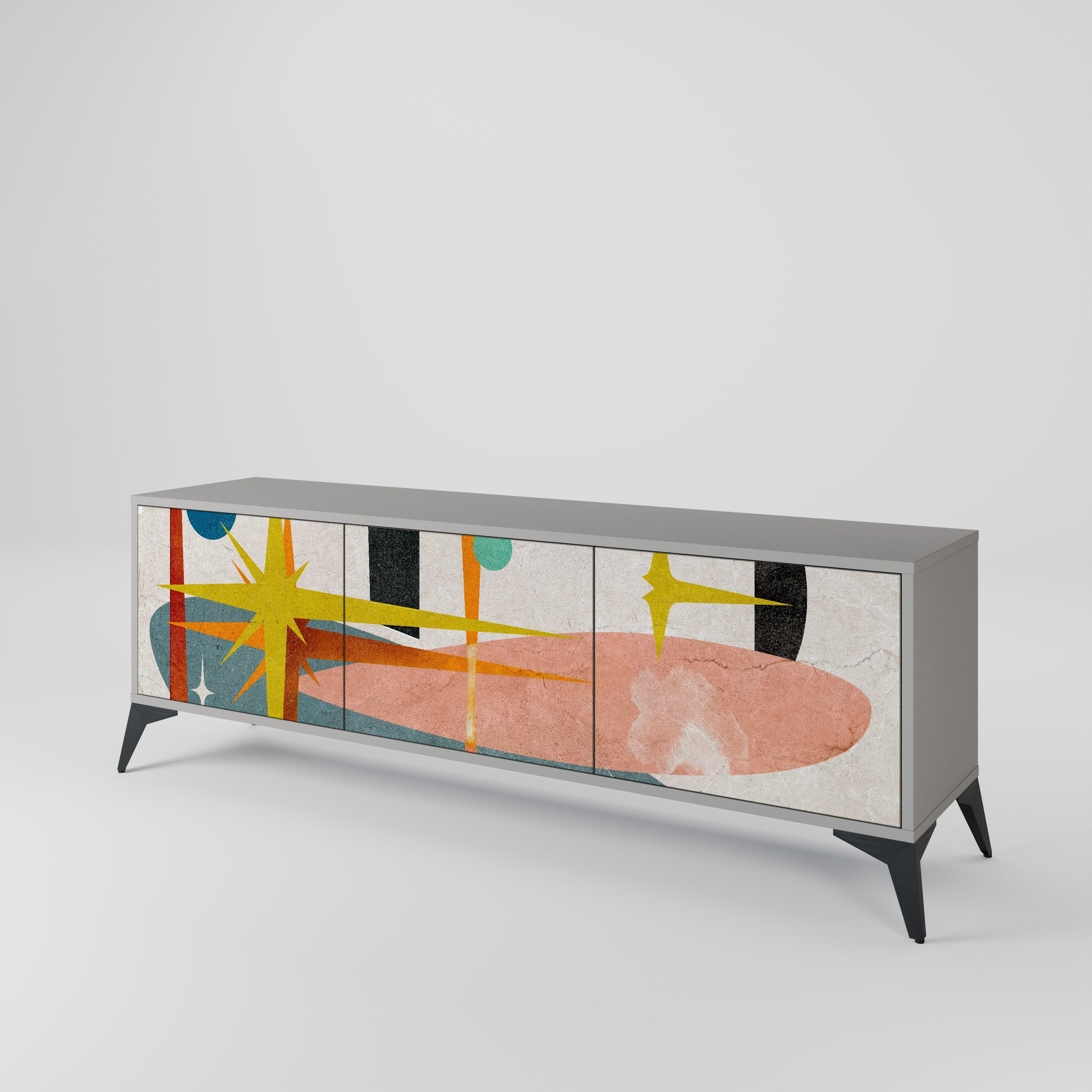 INTERSTELLAR VIBES Móvel de TV com 3 Portas em Acabamento Cinzento