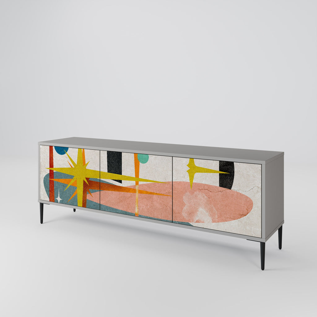 INTERSTELLAR VIBES 3-Door TV Stand in Grey Finish