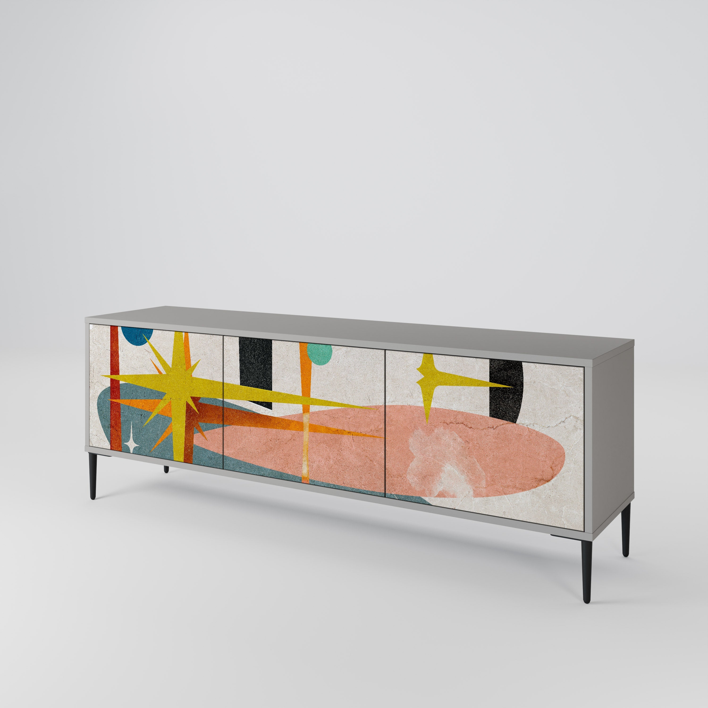 INTERSTELLAR VIBES Móvel de TV com 3 Portas em Acabamento Cinzento