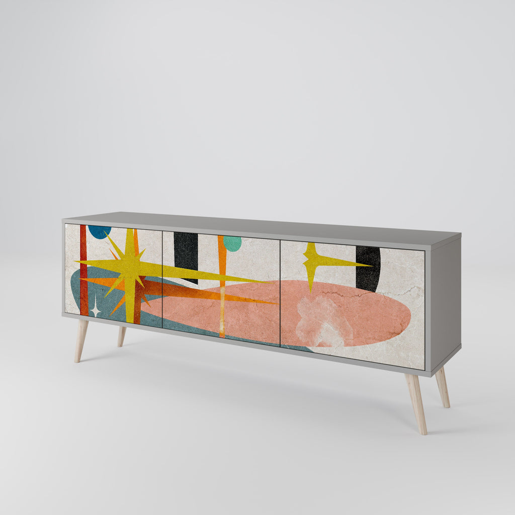 INTERSTELLAR VIBES 3-Door TV Stand in Grey Finish