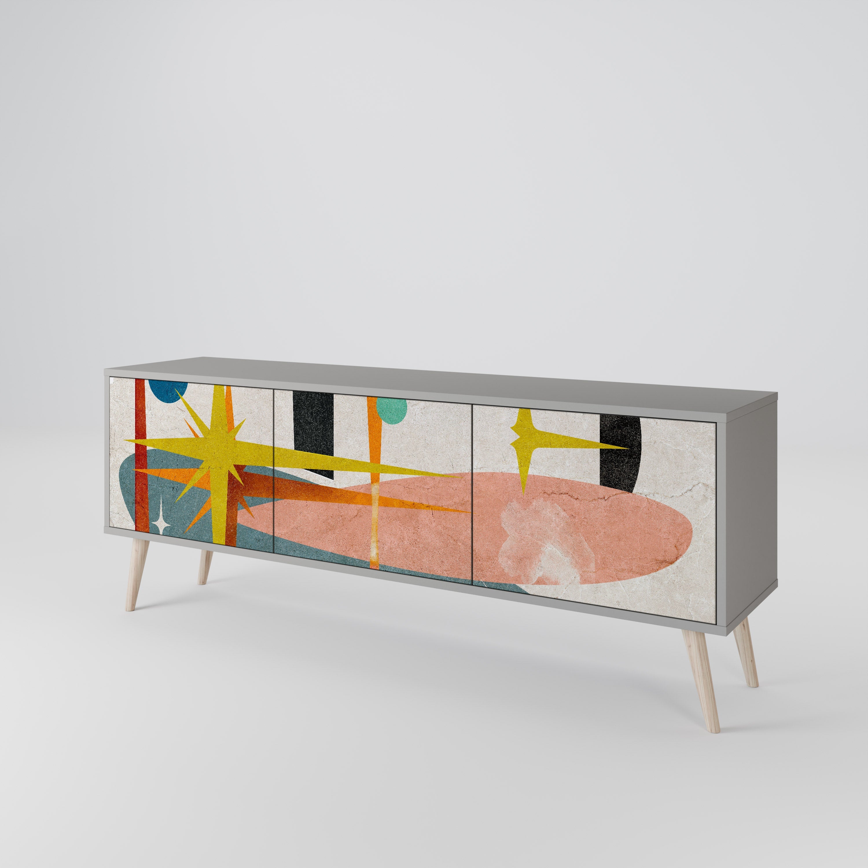 INTERSTELLAR VIBES Móvel de TV com 3 Portas em Acabamento Cinzento