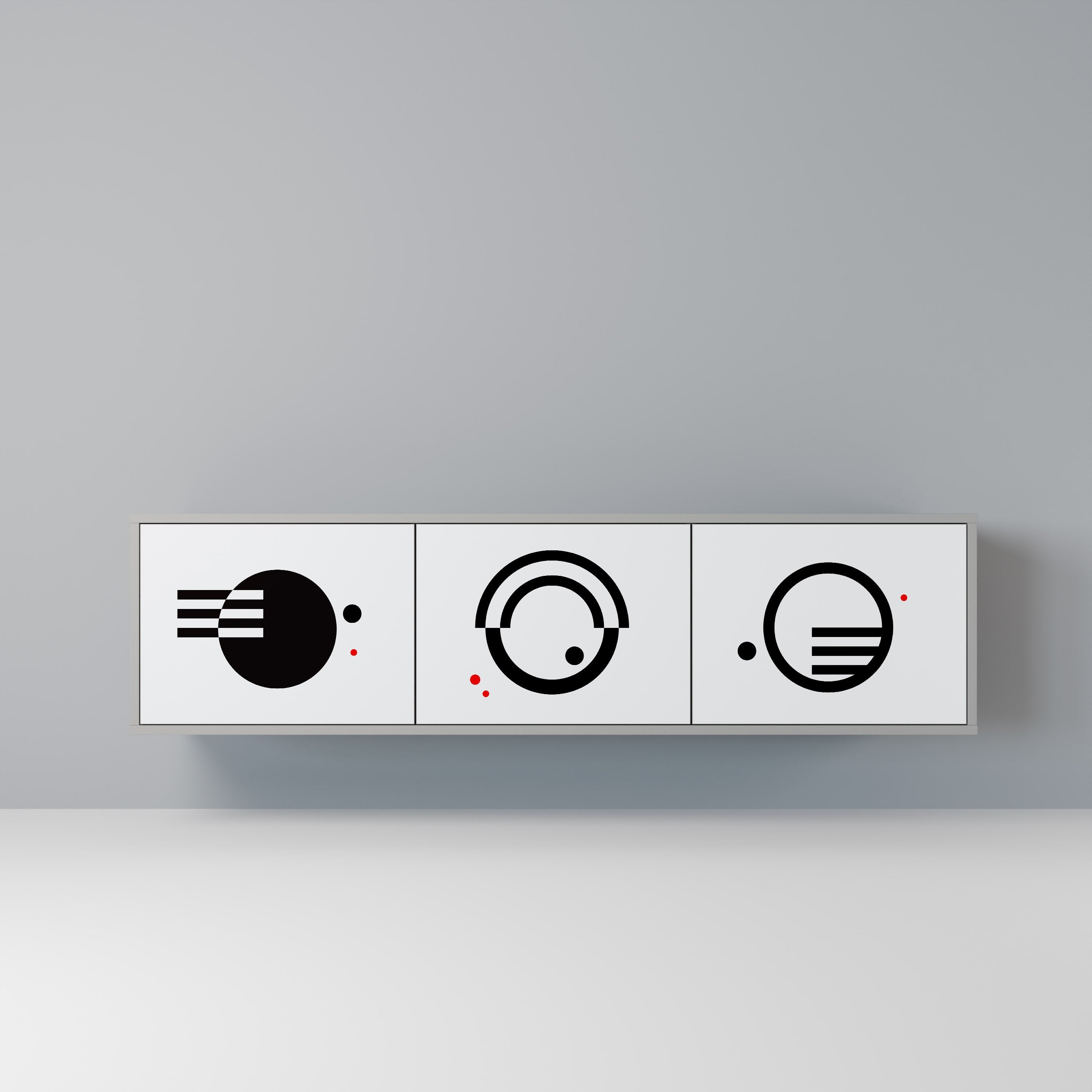 BLACK AND WHITE COMBINATION Móvel de TV com 3 Portas em Acabamento Cinzento