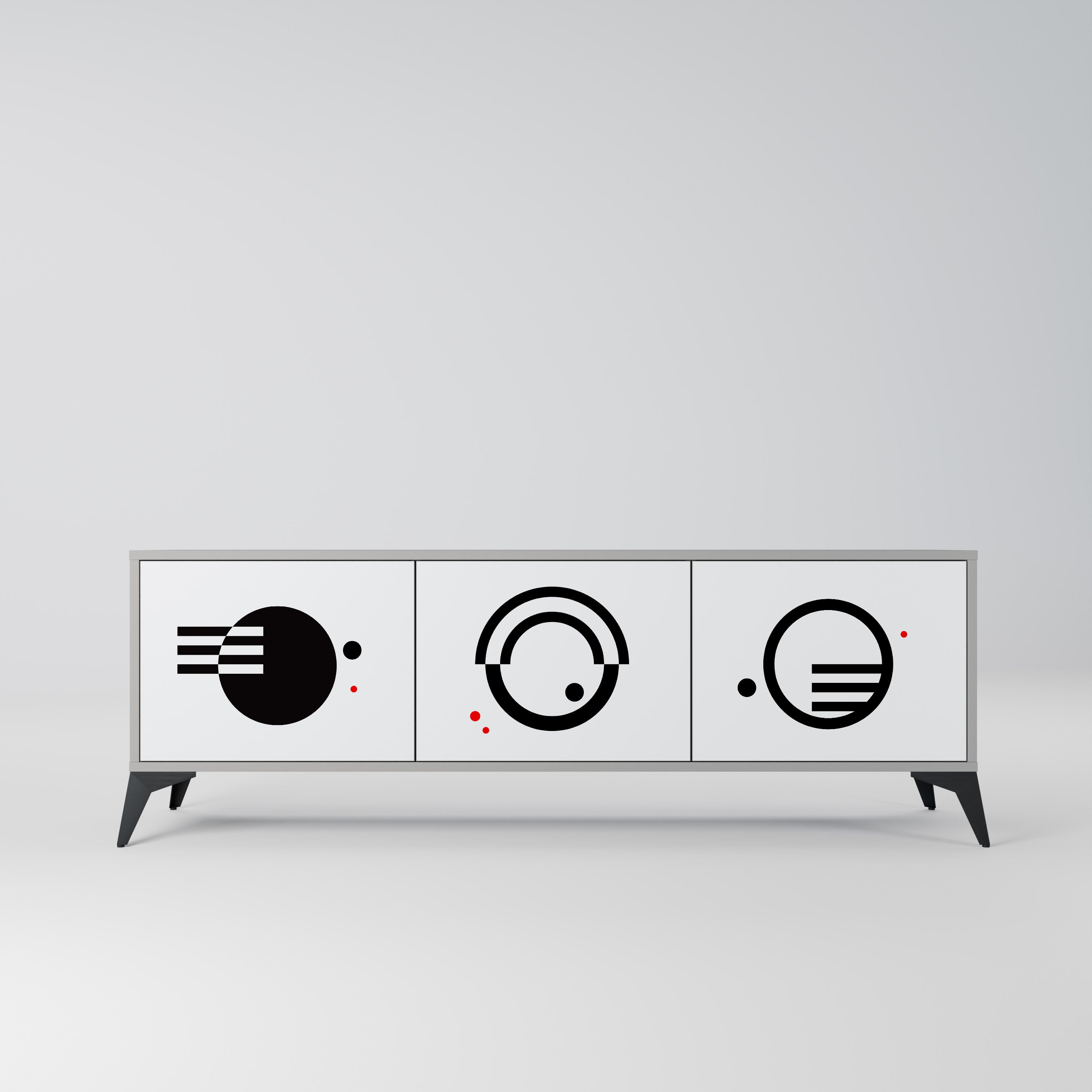 BLACK AND WHITE COMBINATION Móvel de TV com 3 Portas em Acabamento Cinzento