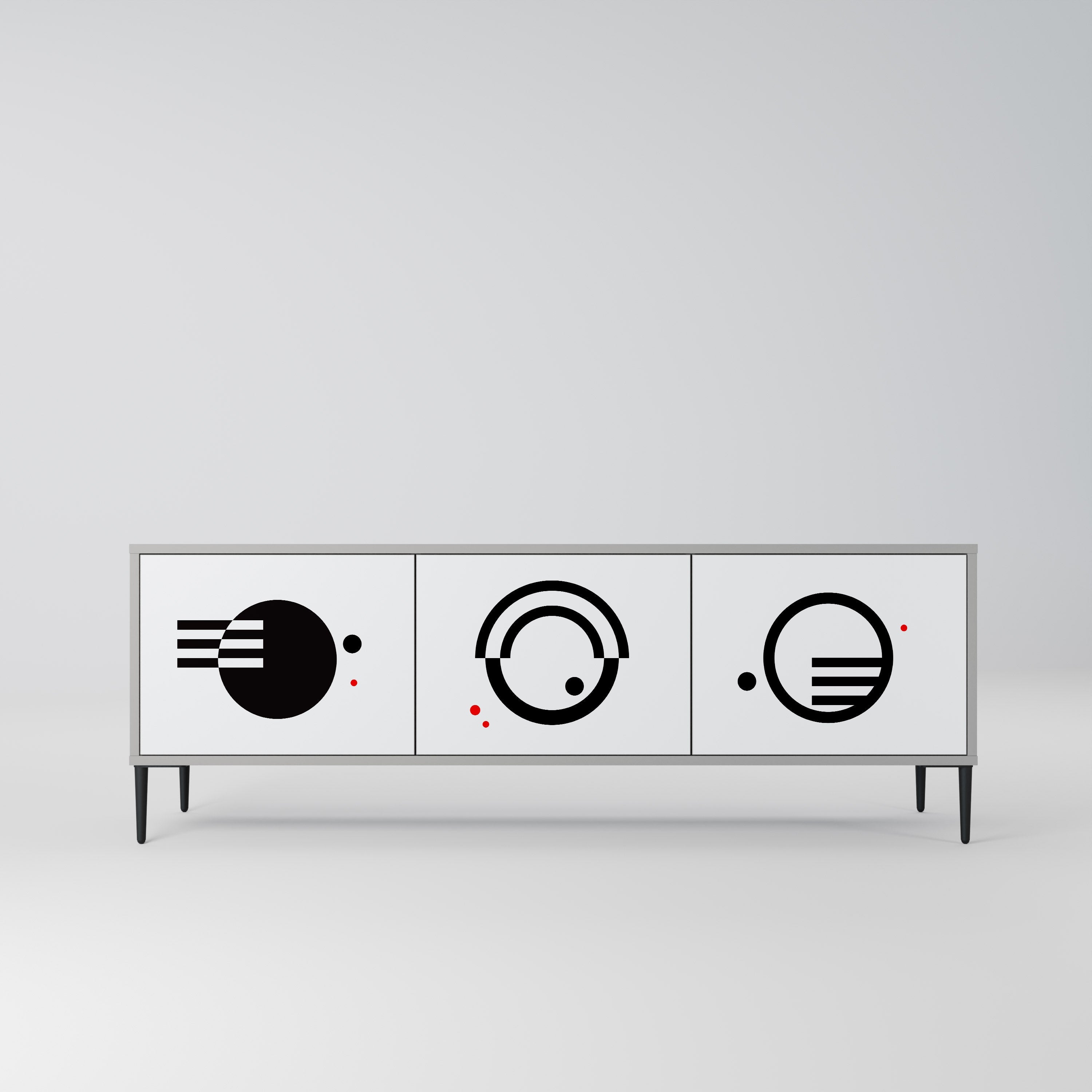 BLACK AND WHITE COMBINATION Móvel de TV com 3 Portas em Acabamento Cinzento