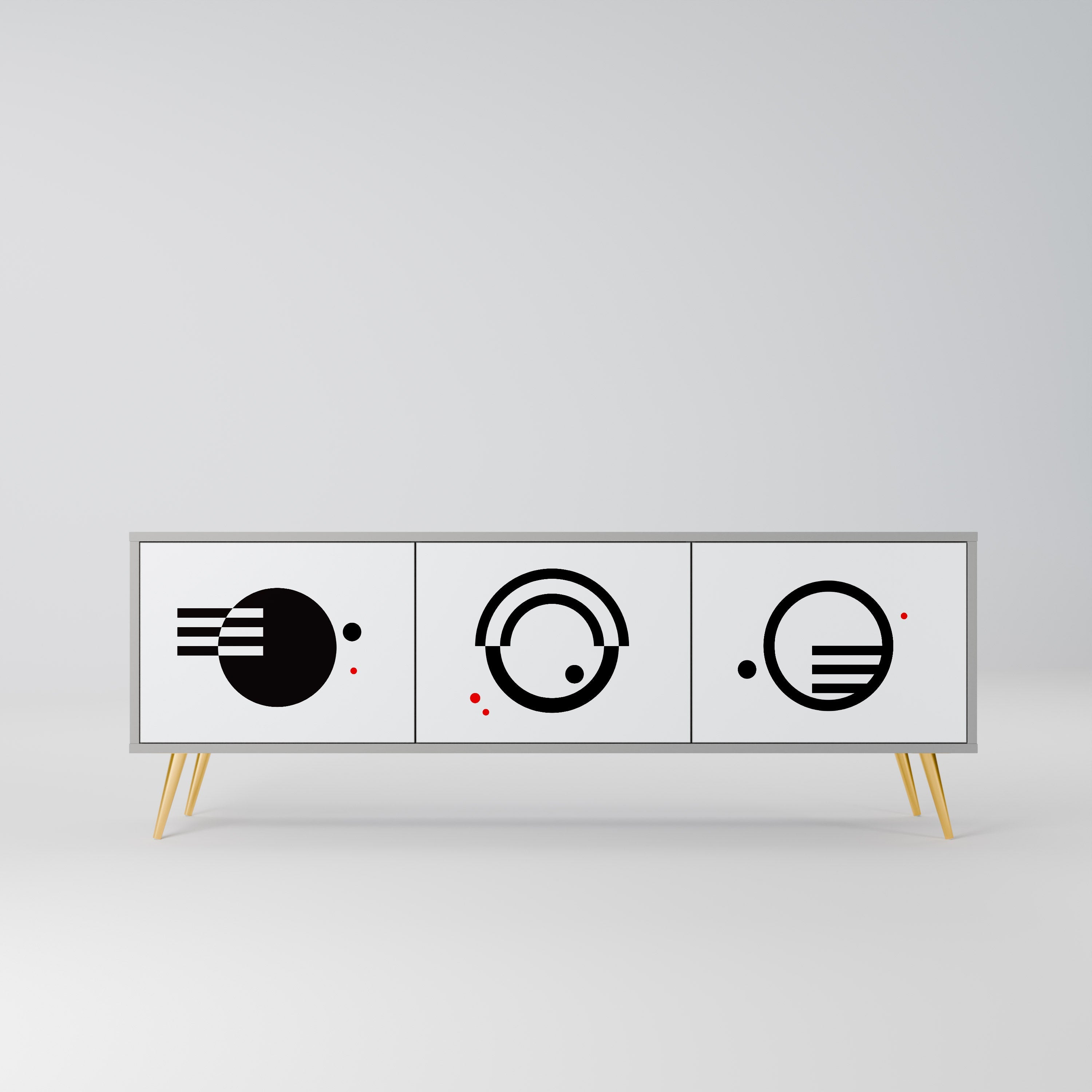 BLACK AND WHITE COMBINATION Móvel de TV com 3 Portas em Acabamento Cinzento