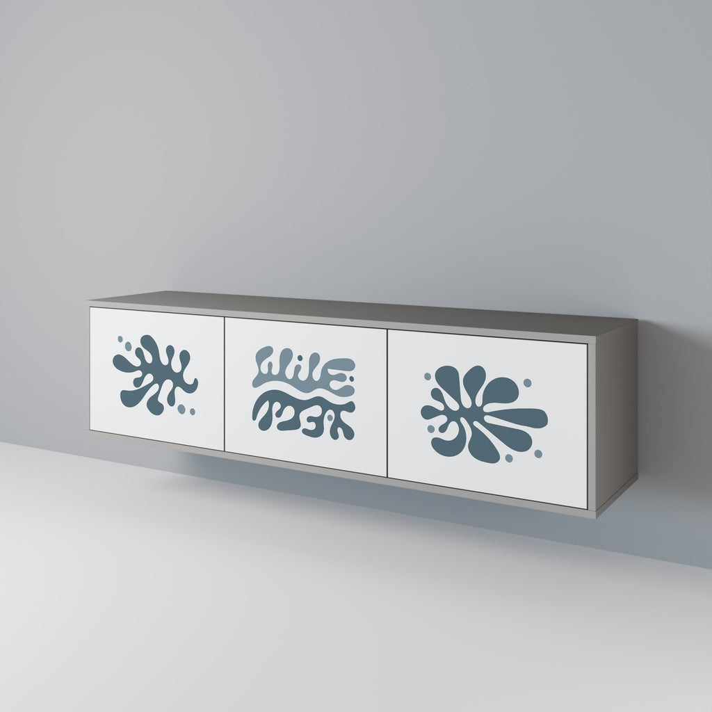 WONDERLAND VEGETATION 3-Door TV Stand in Grey Finish