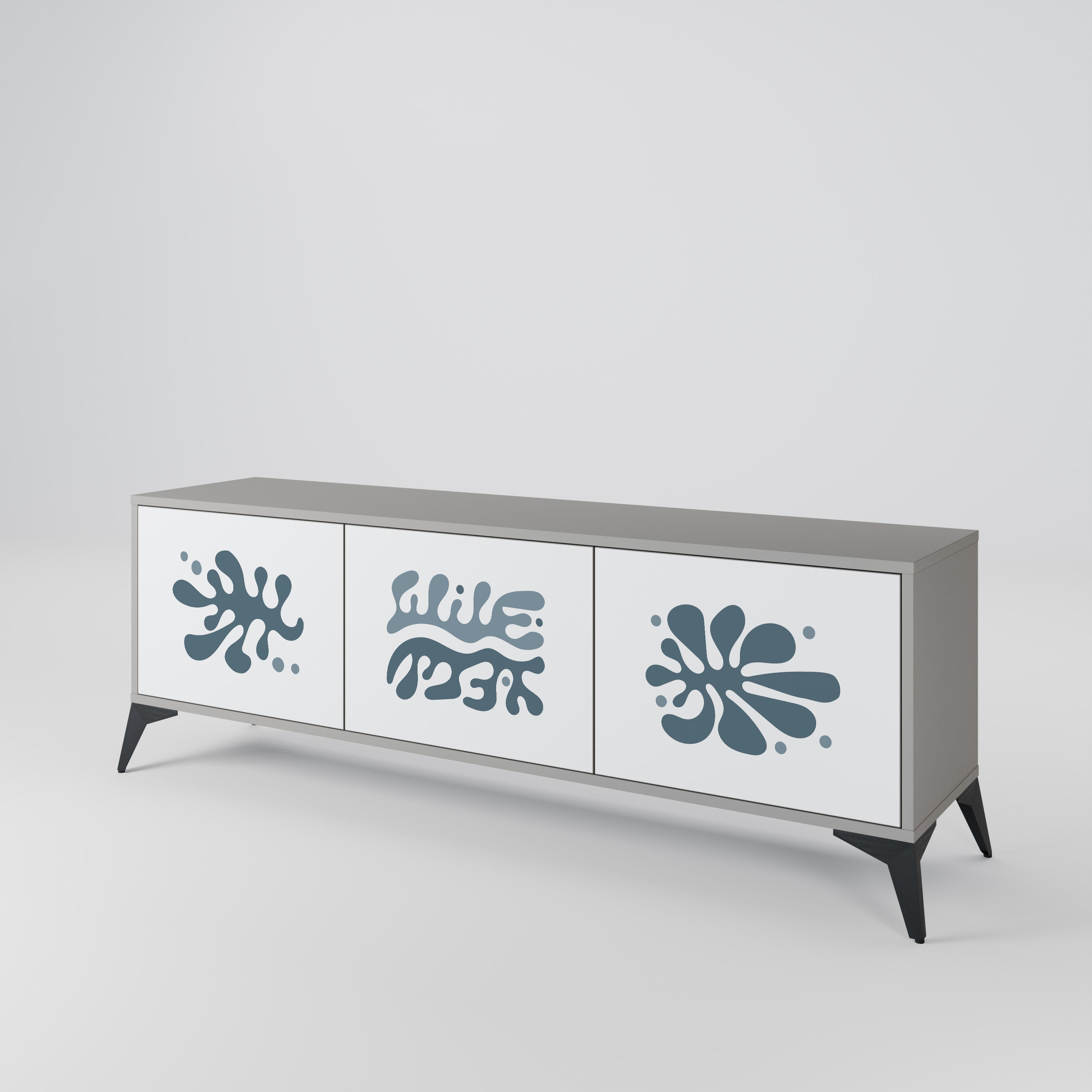 WONDERLAND VEGETATION Móvel de TV com 3 Portas em Acabamento Cinzento