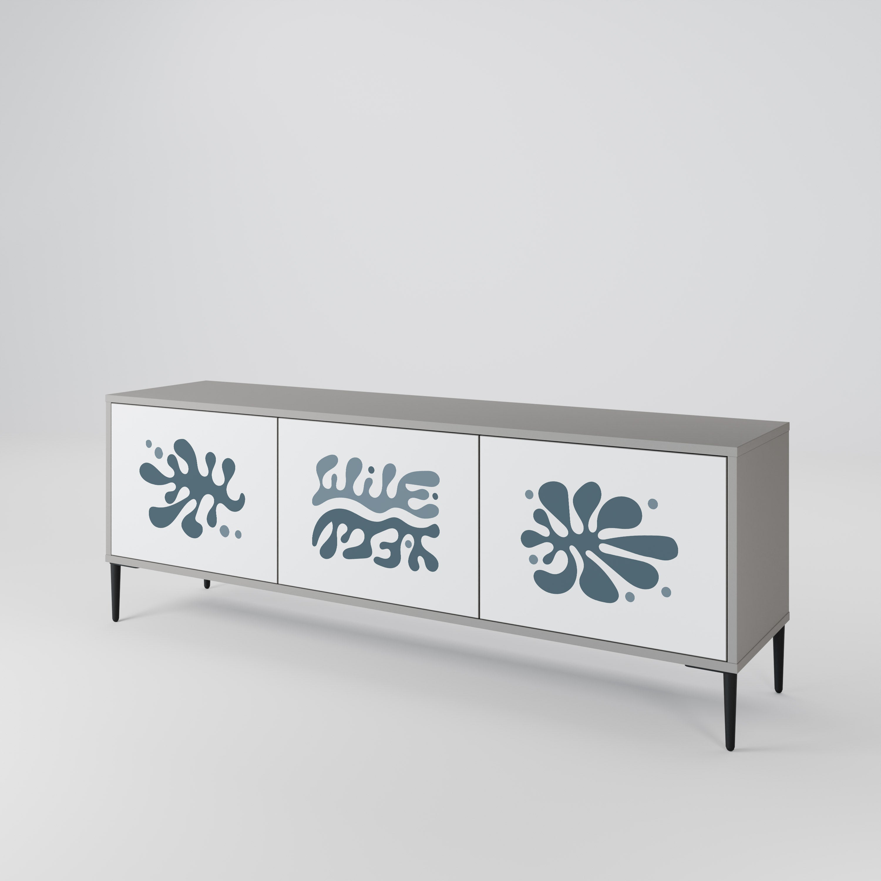 WONDERLAND VEGETATION Móvel de TV com 3 Portas em Acabamento Cinzento