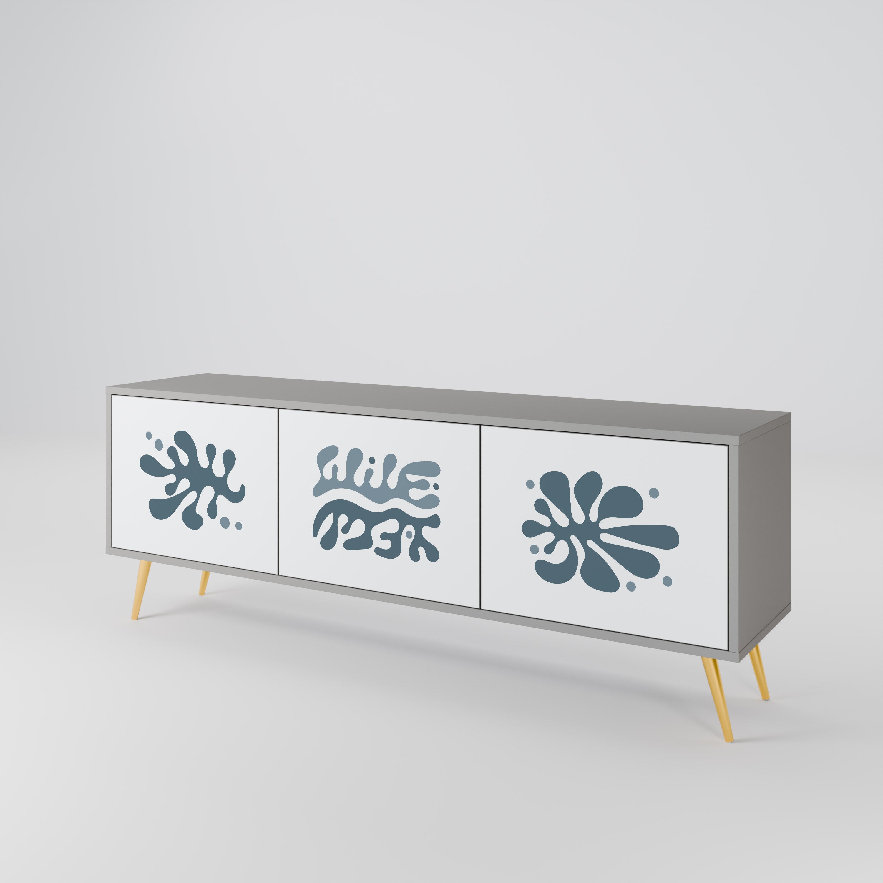 WONDERLAND VEGETATION Móvel de TV com 3 Portas em Acabamento Cinzento