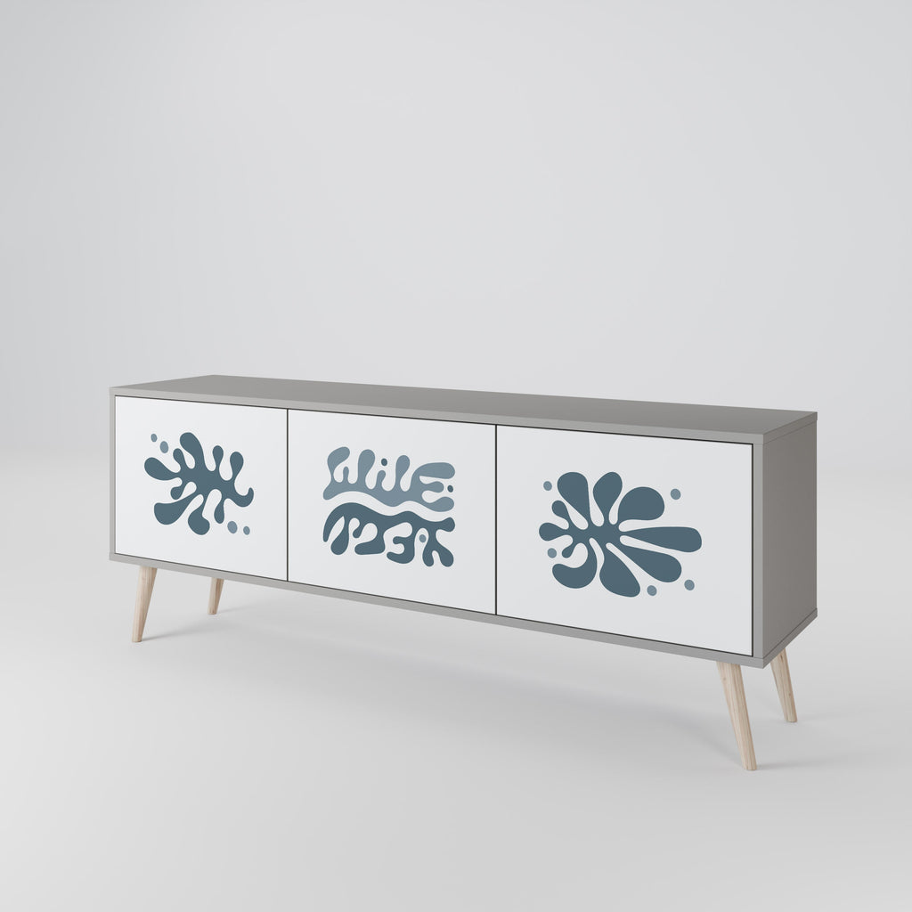 WONDERLAND VEGETATION 3-Door TV Stand in Grey Finish