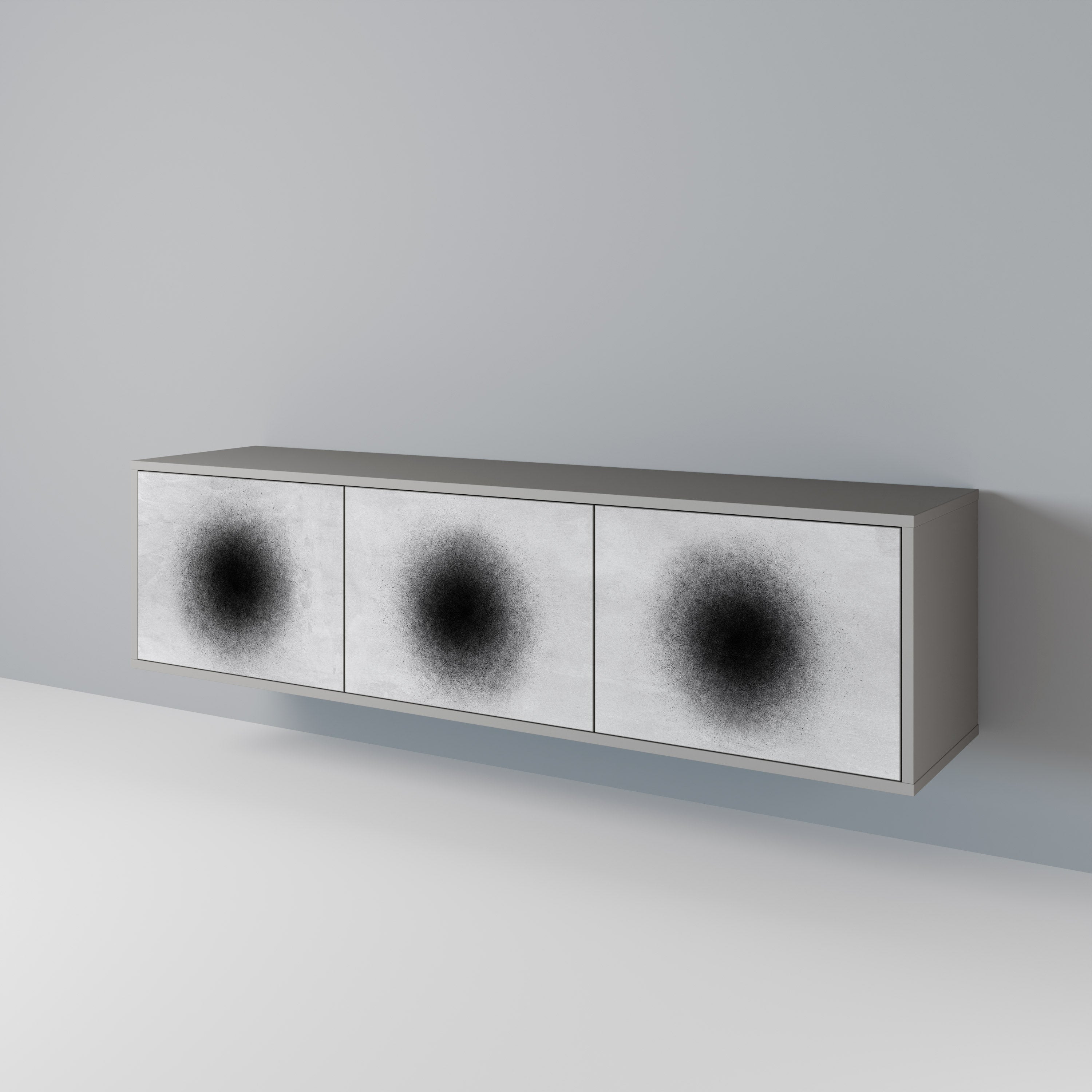 BLACK HOLE Móvel de TV com 3 Portas em Acabamento Cinzento