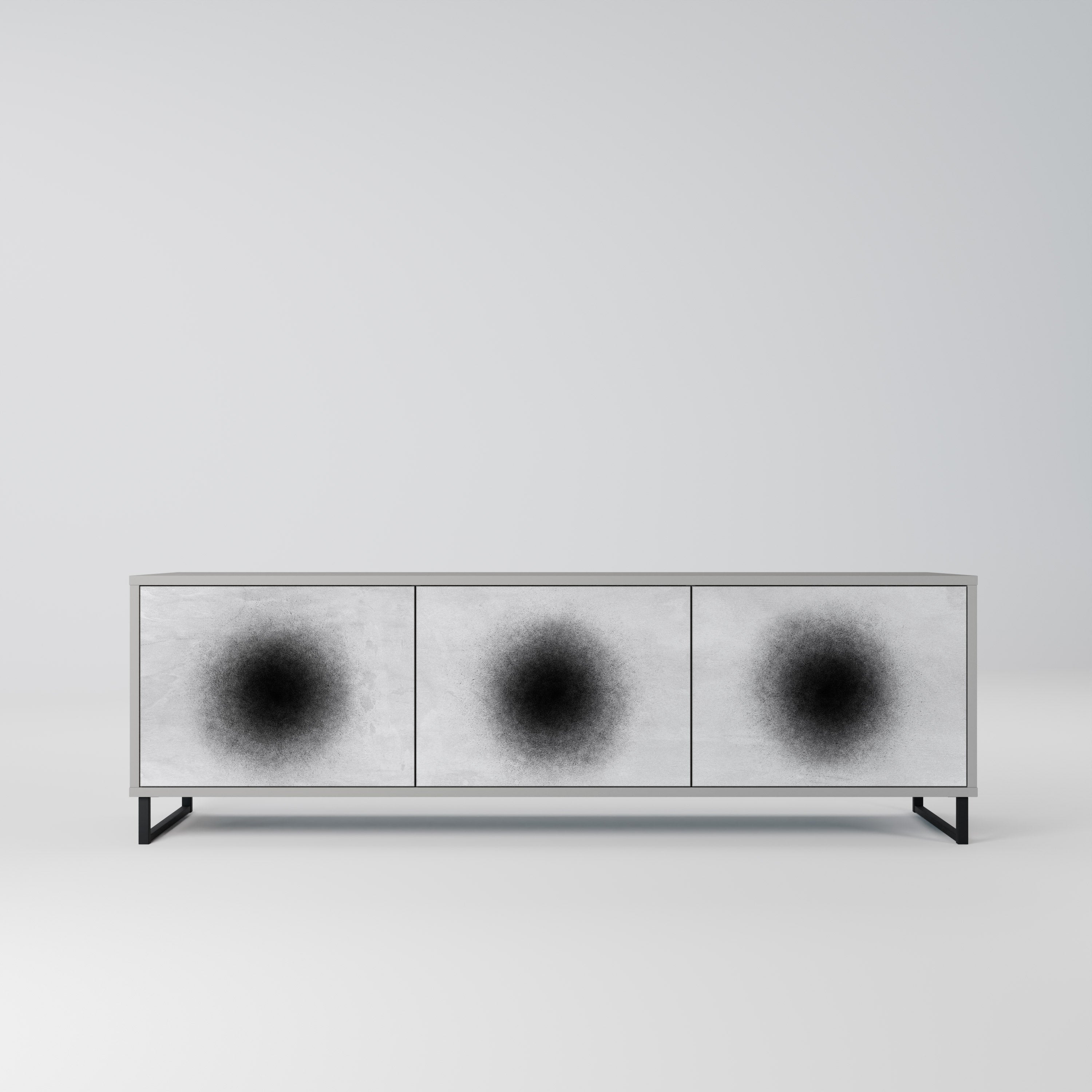 BLACK HOLE Móvel de TV com 3 Portas em Acabamento Cinzento