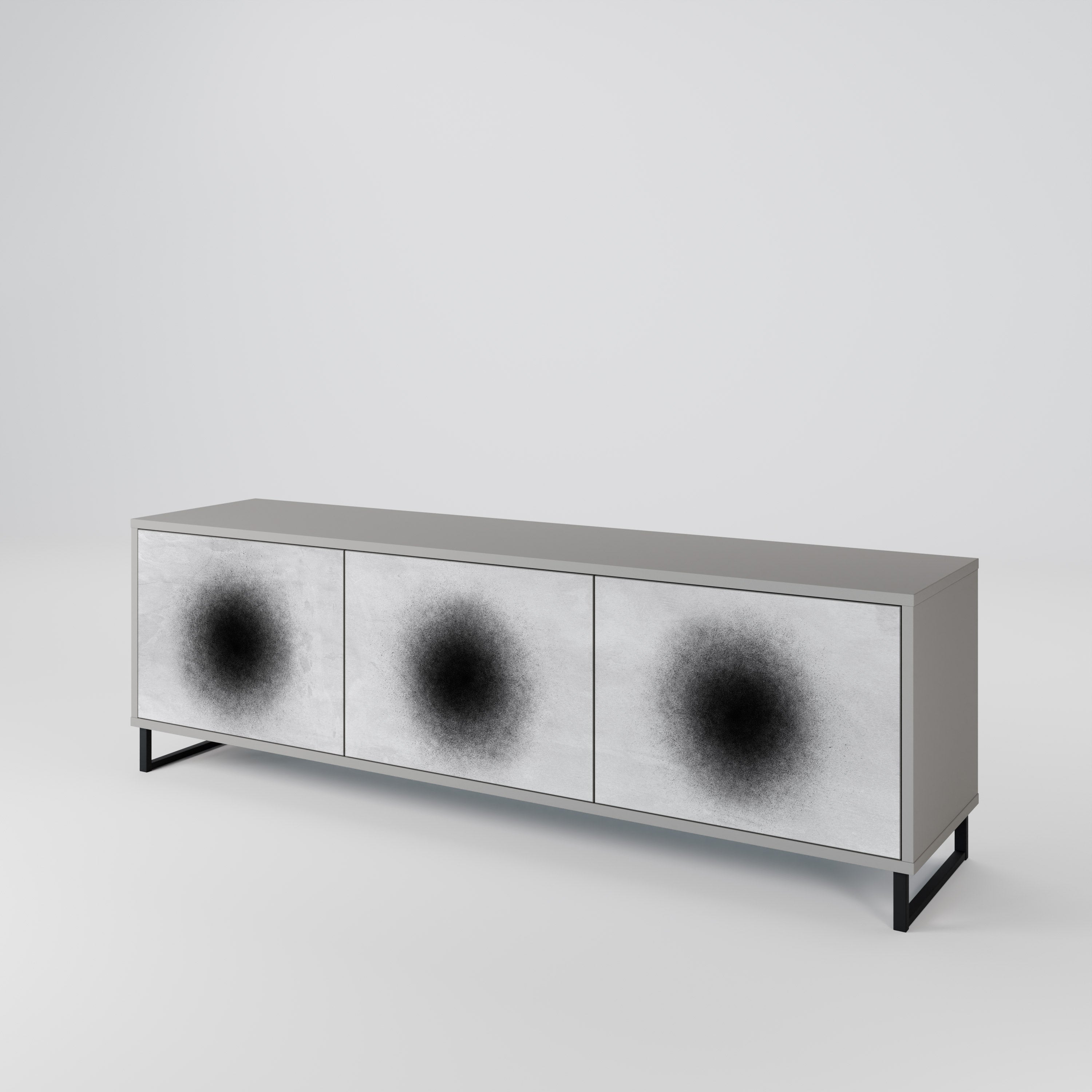 BLACK HOLE Móvel de TV com 3 Portas em Acabamento Cinzento