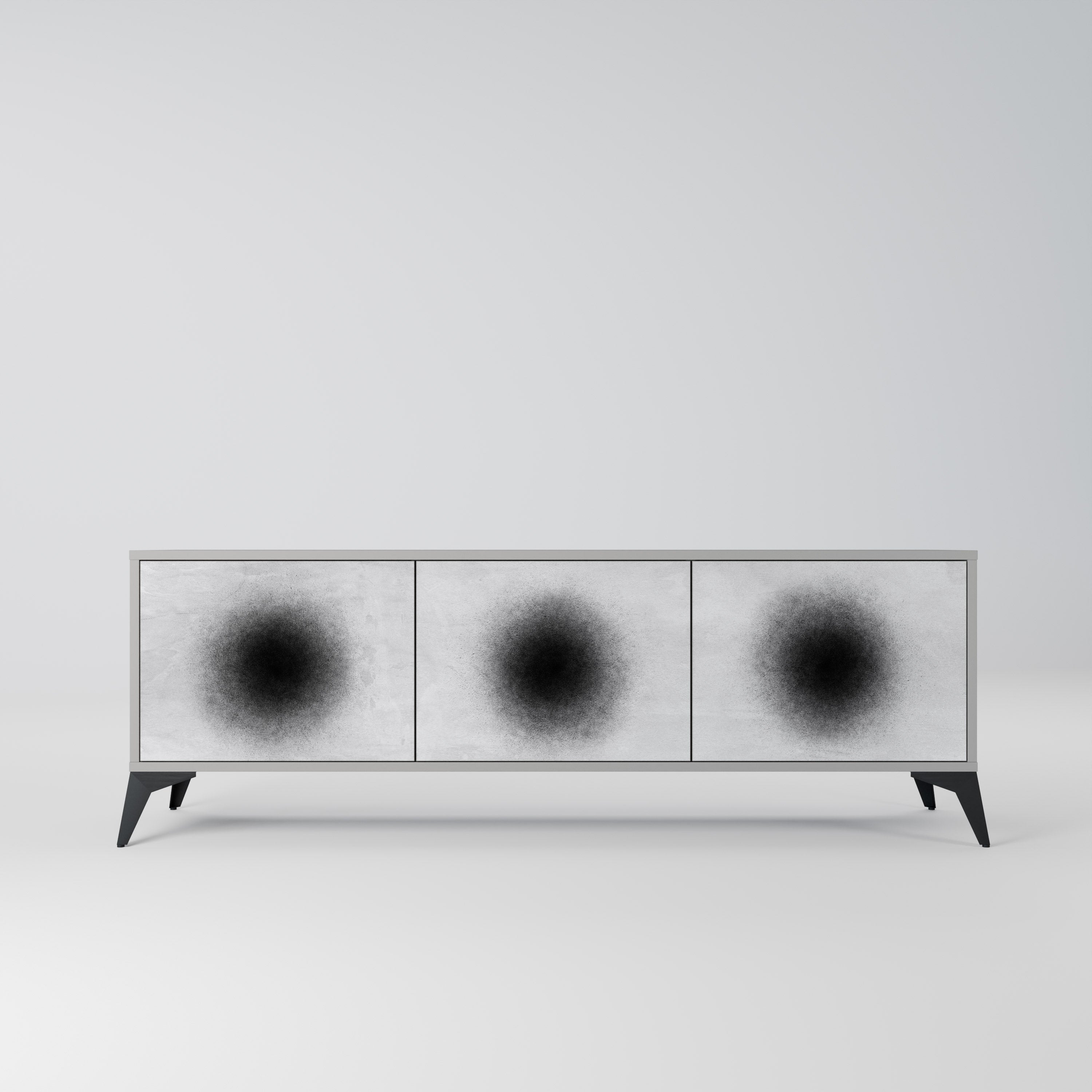 BLACK HOLE Móvel de TV com 3 Portas em Acabamento Cinzento