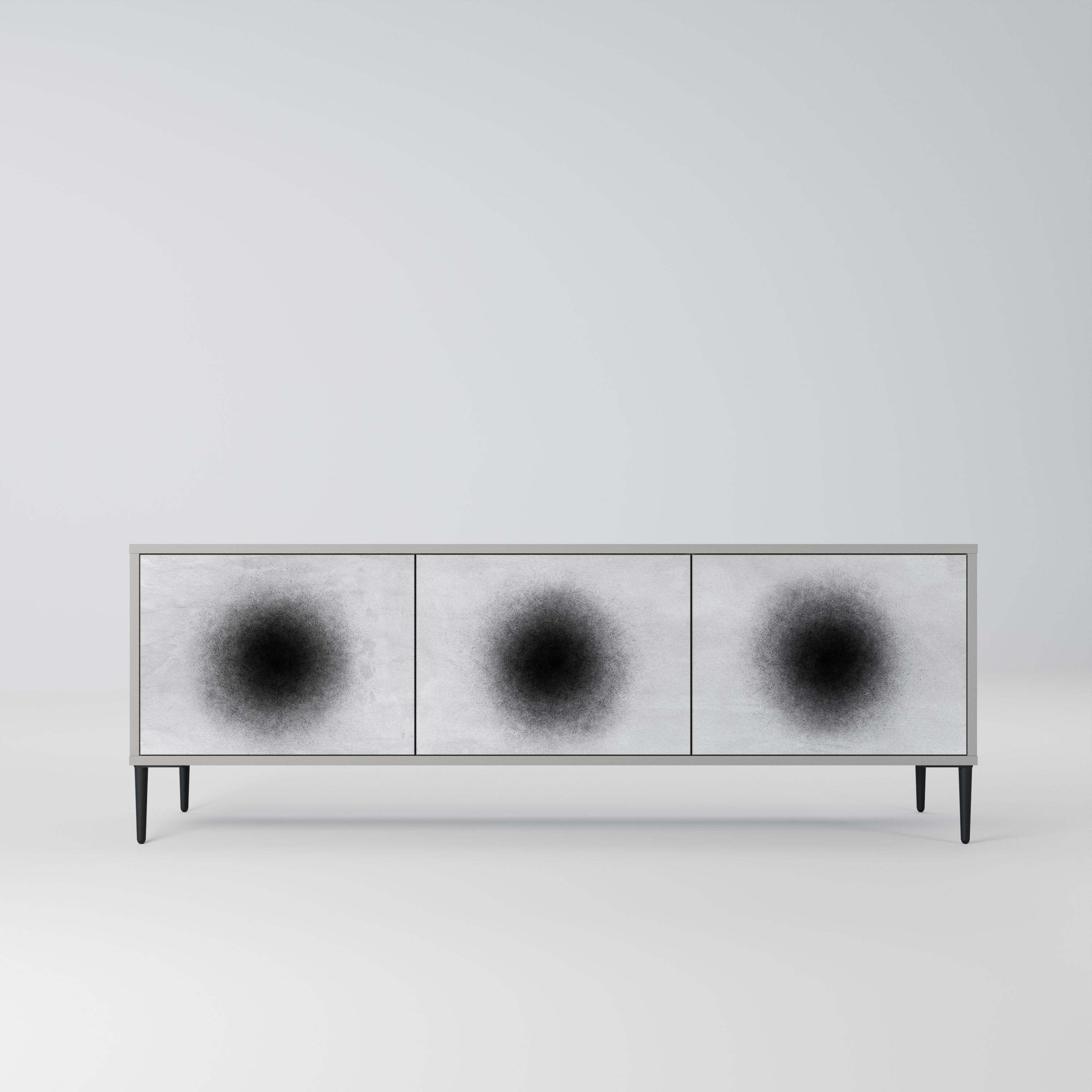 BLACK HOLE Móvel de TV com 3 Portas em Acabamento Cinzento