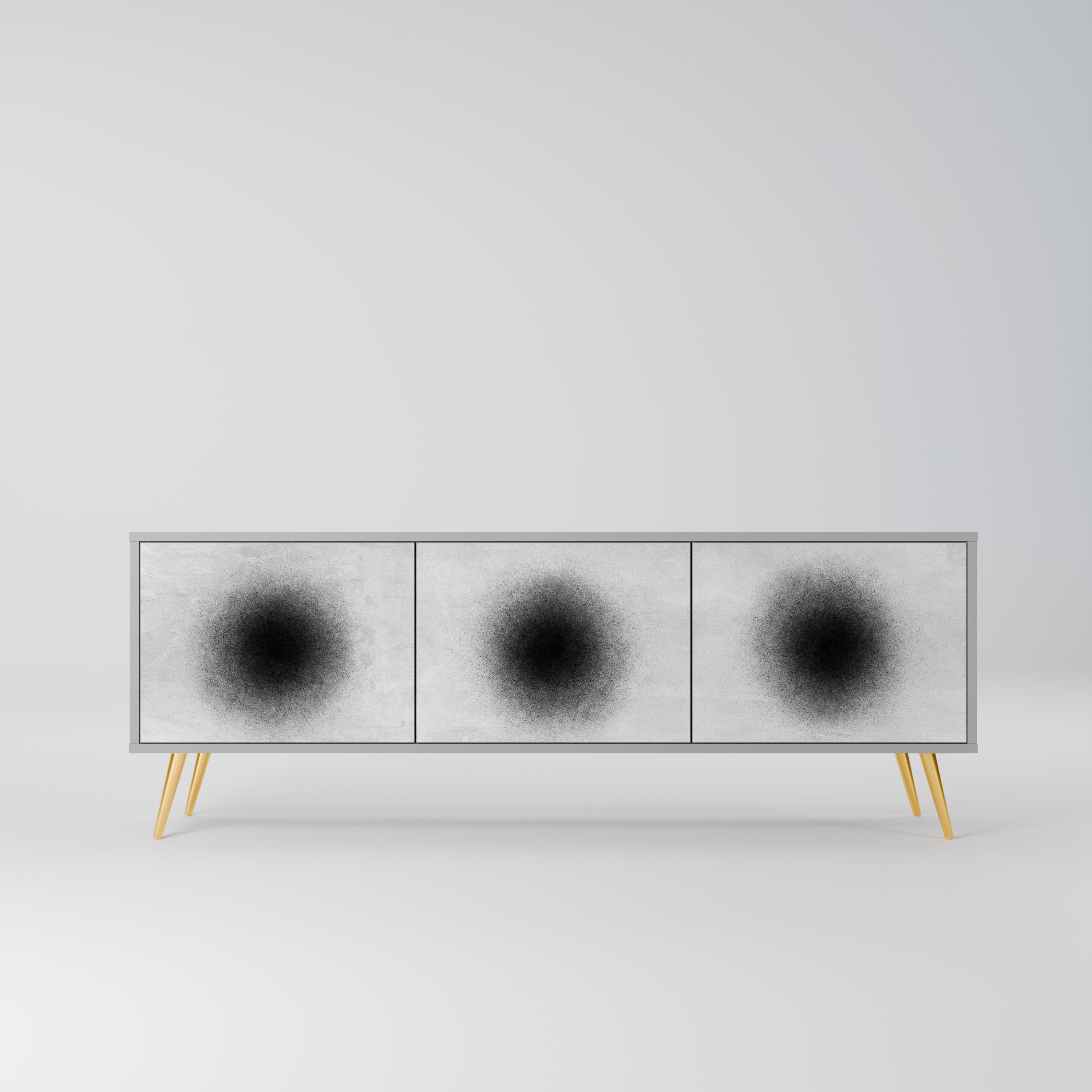 BLACK HOLE Móvel de TV com 3 Portas em Acabamento Cinzento