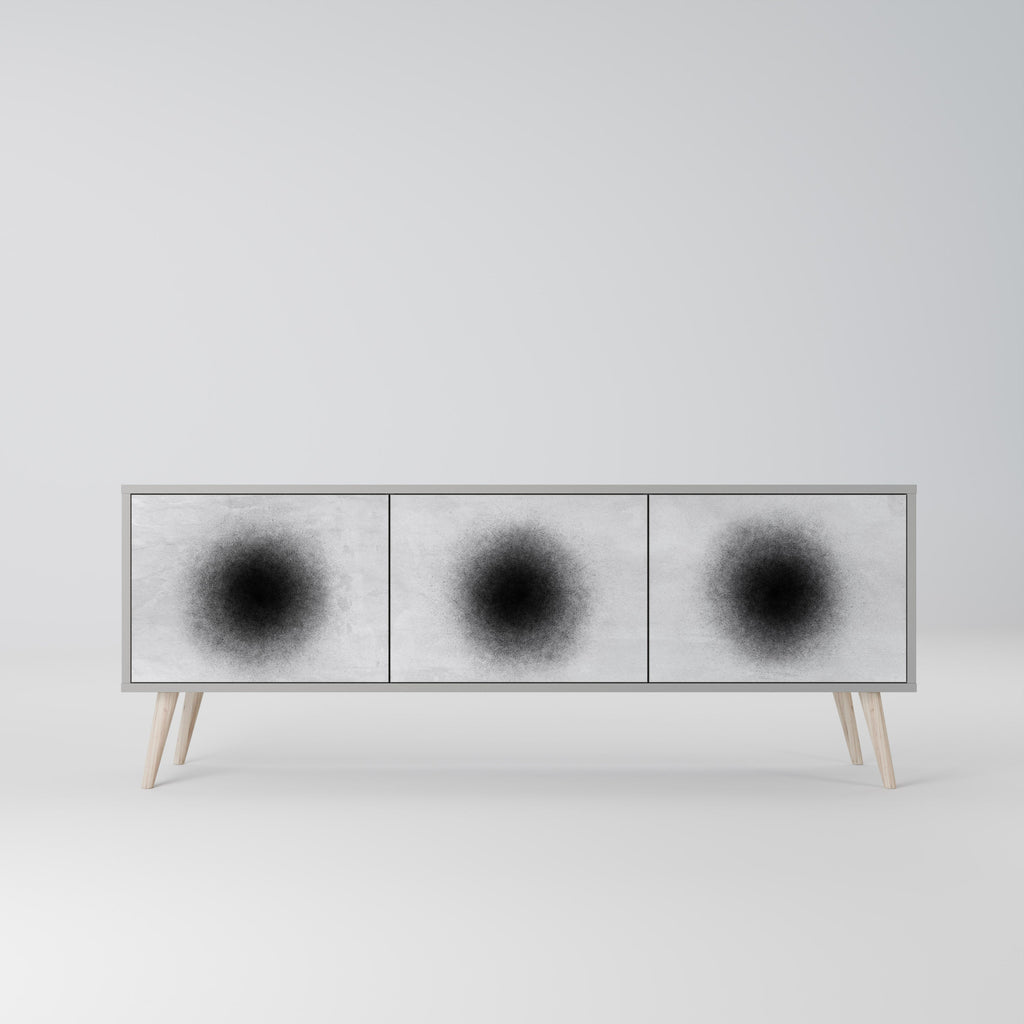 BLACK HOLE Móvel de TV com 3 Portas em Acabamento Cinzento