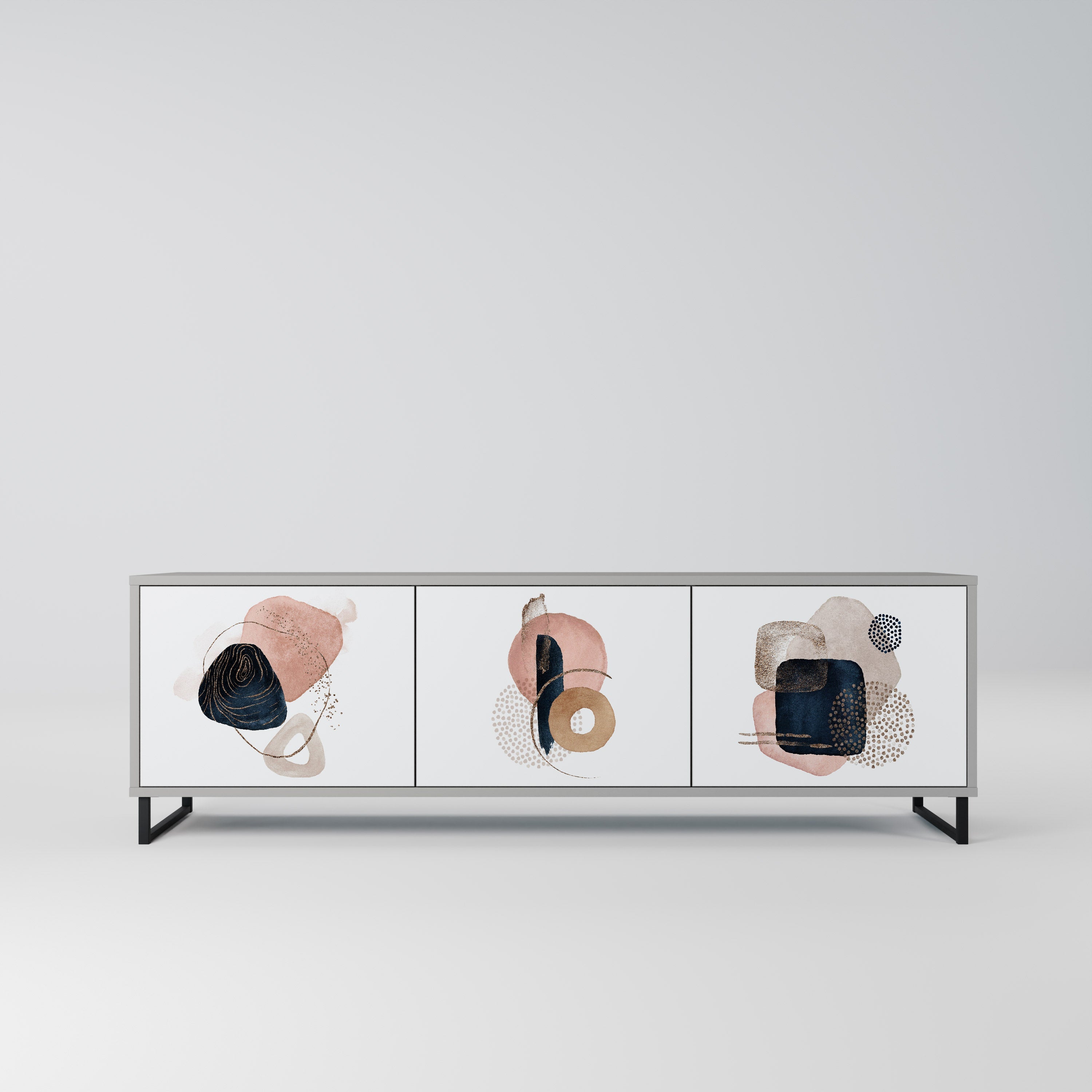 COLORFUL SHAPES Móvel de TV com 3 Portas em Acabamento Cinzento