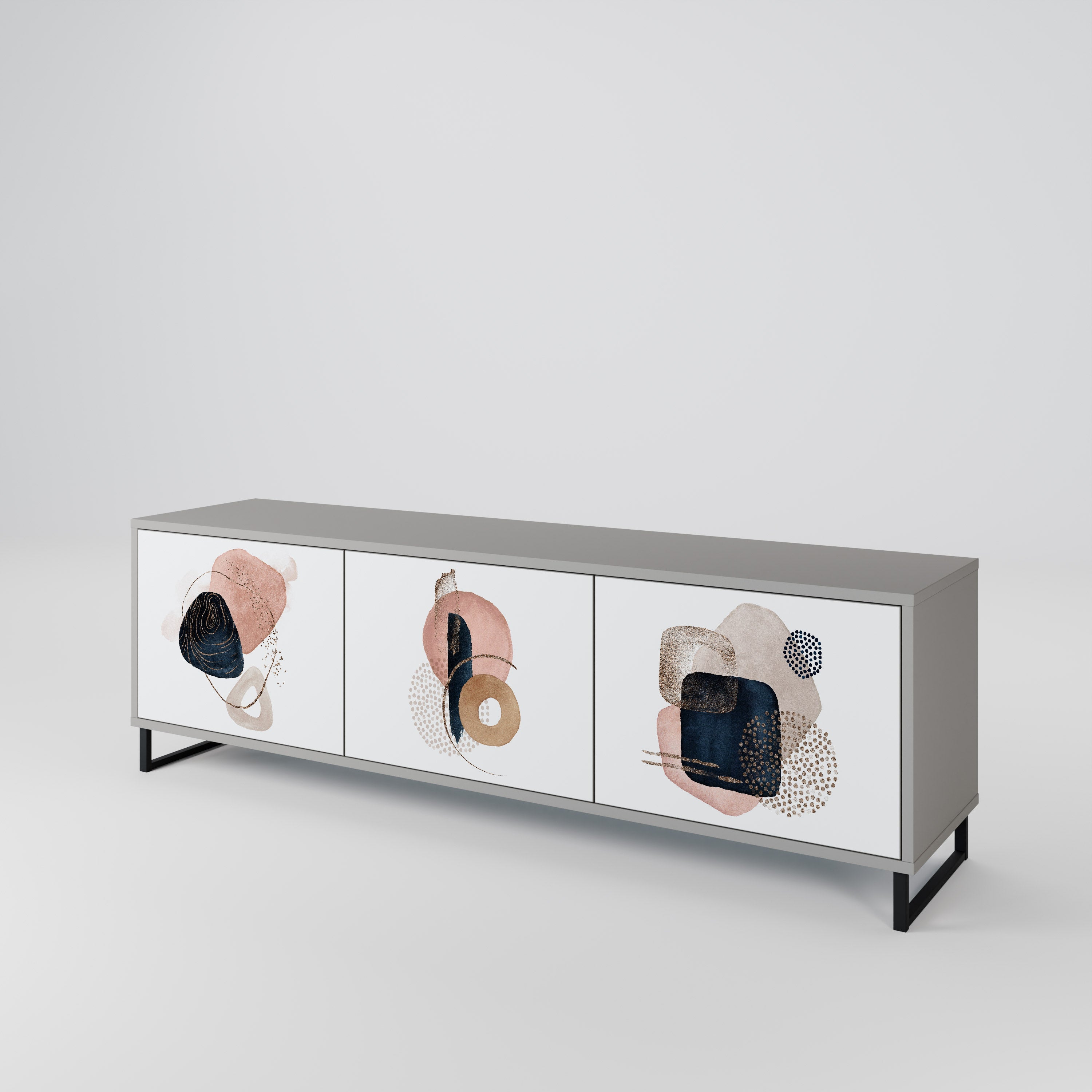 COLORFUL SHAPES Móvel de TV com 3 Portas em Acabamento Cinzento